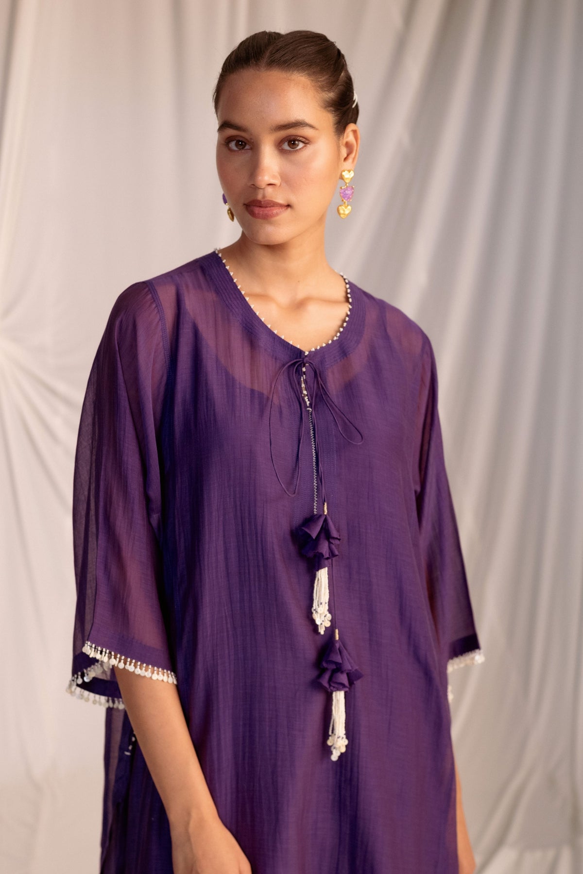 Grape Embroidered Tunic Set