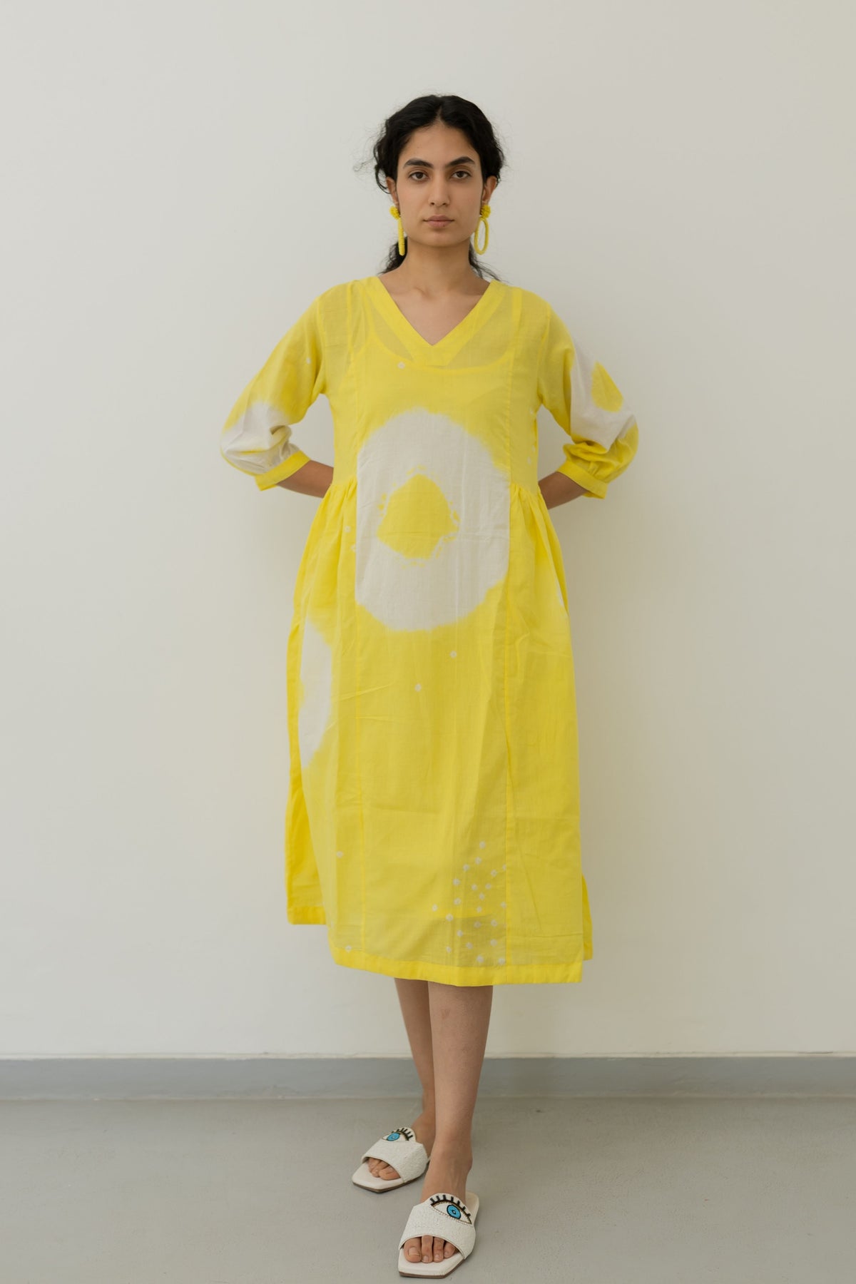 Lemon Bandhani Dress With Slip