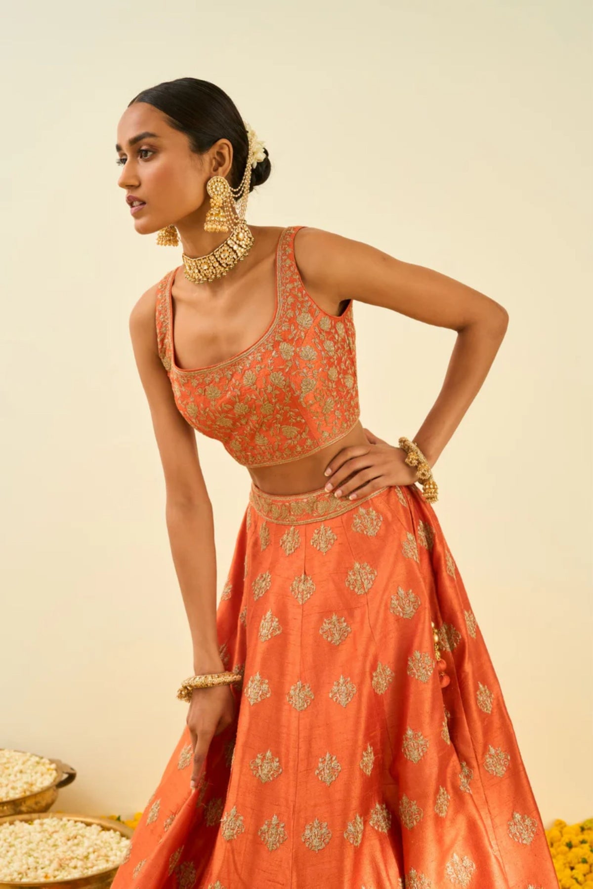 Mahira pumpkin orange lehenga