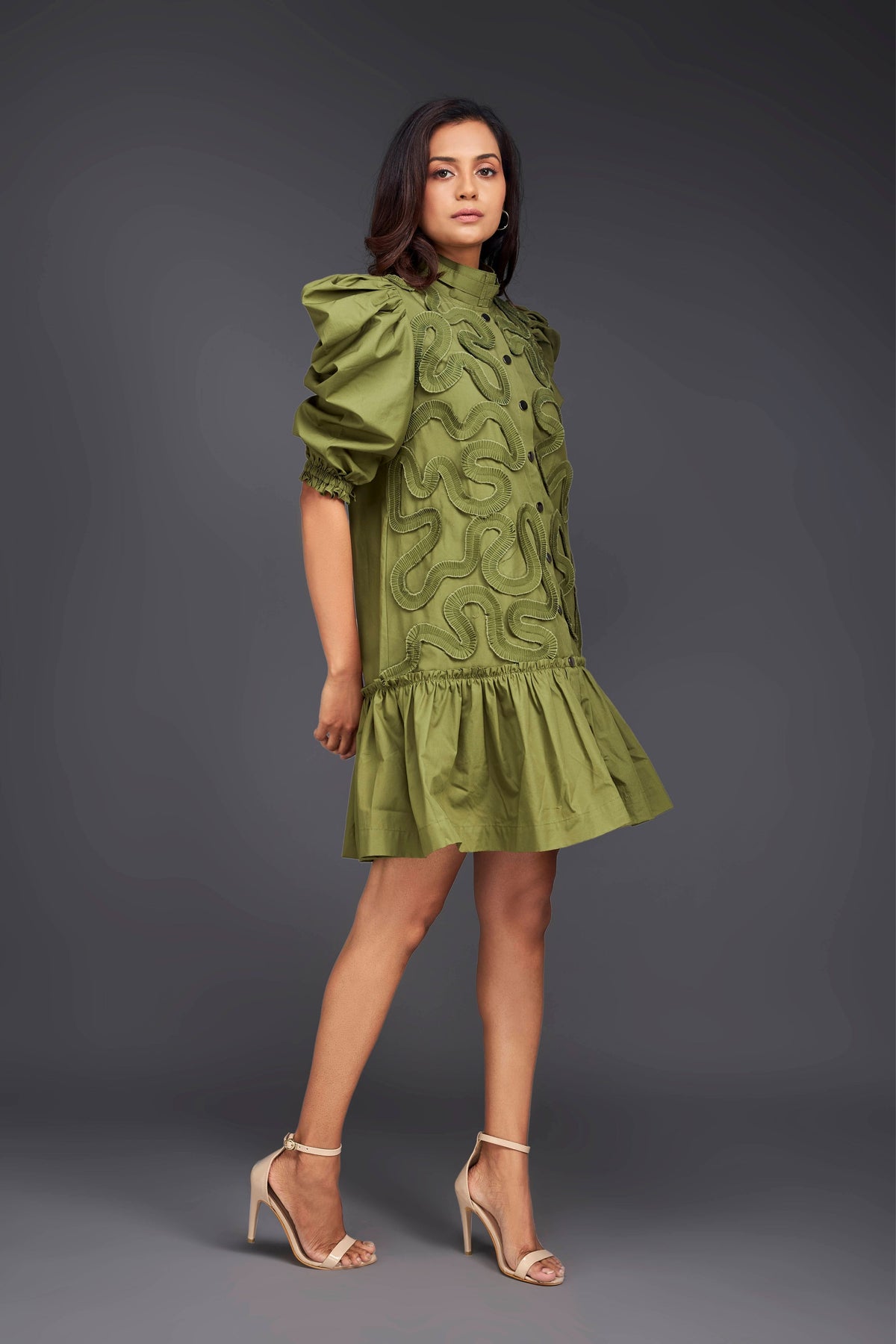 Green Pleated Dress