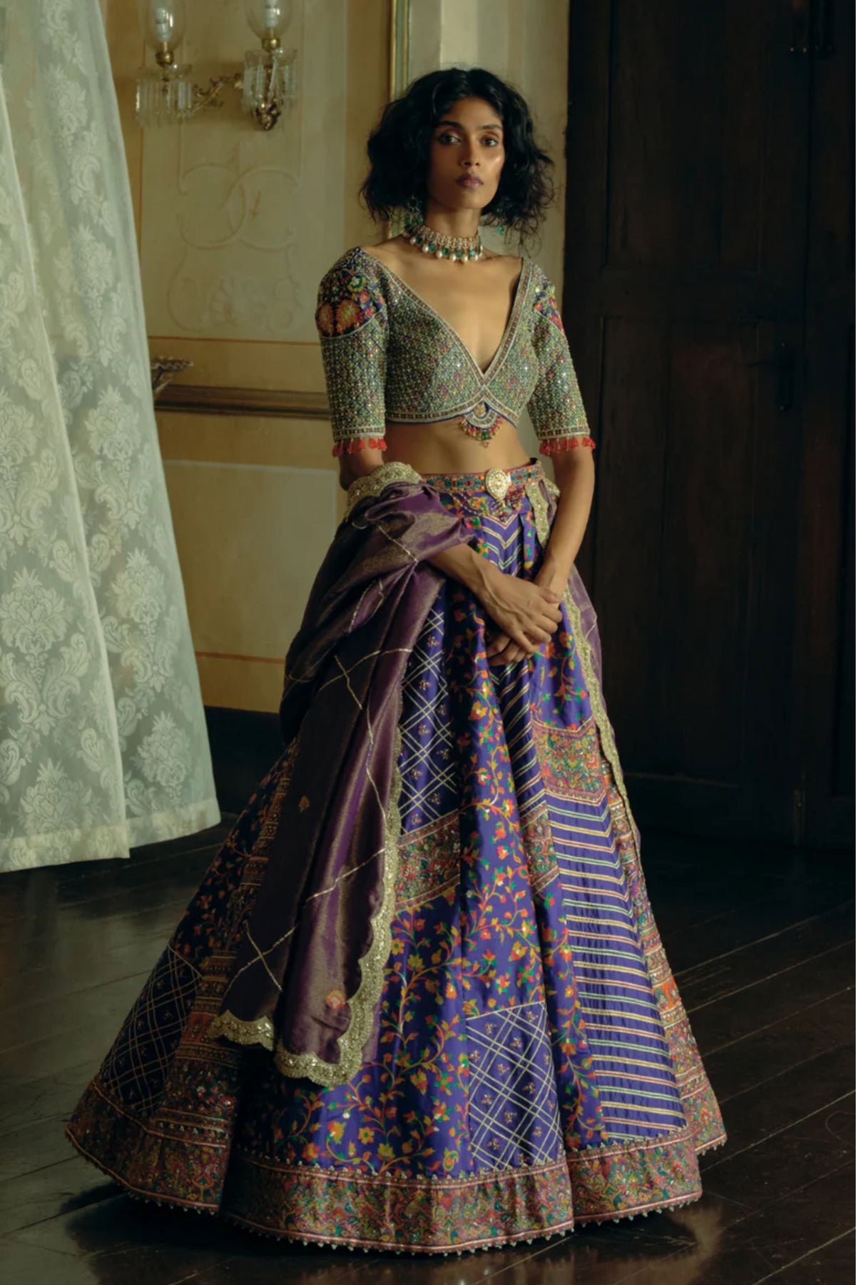 Purple Banarasi Lehenga Set