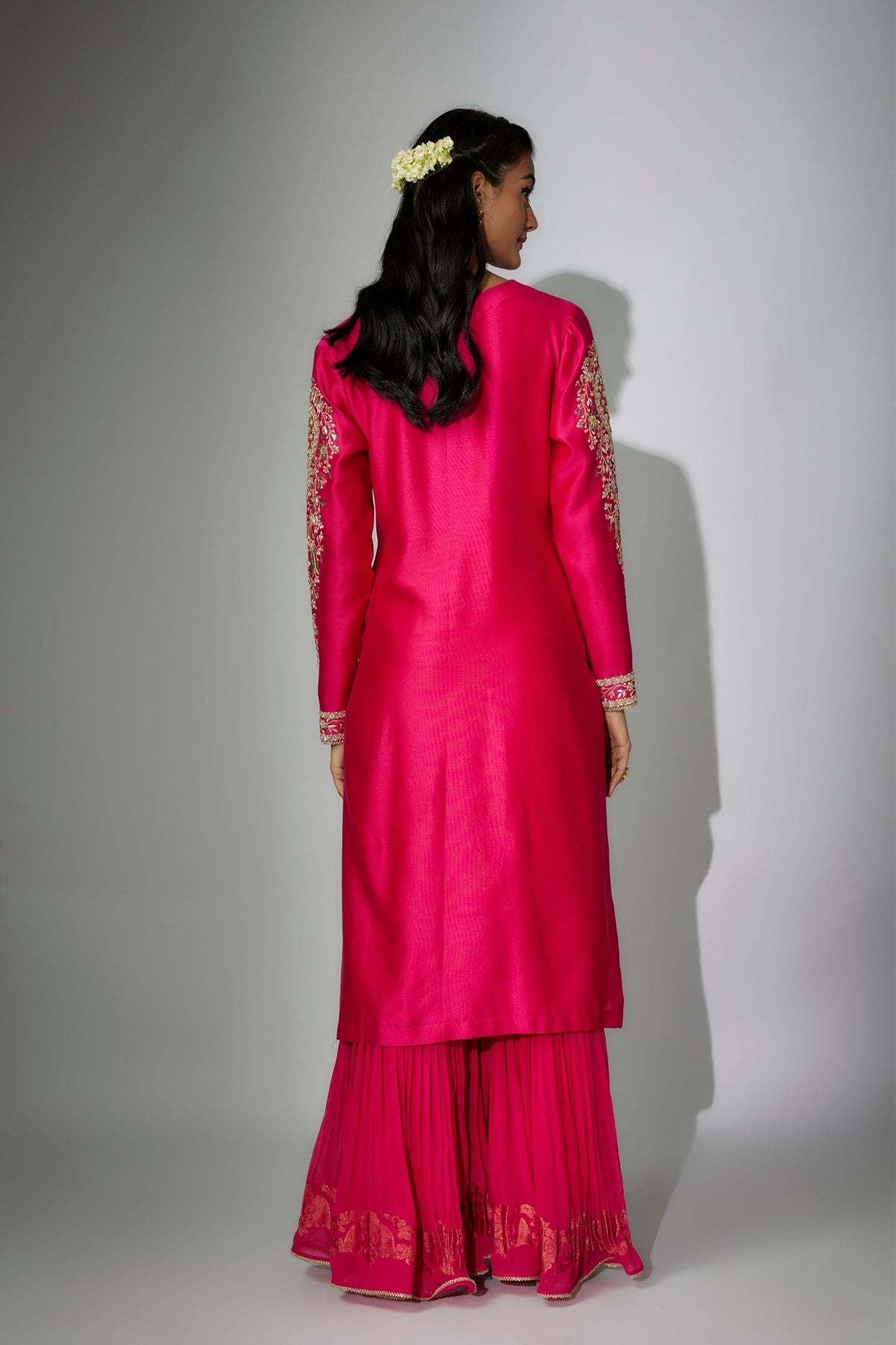 Hot Pink Embroidered Sharara Set