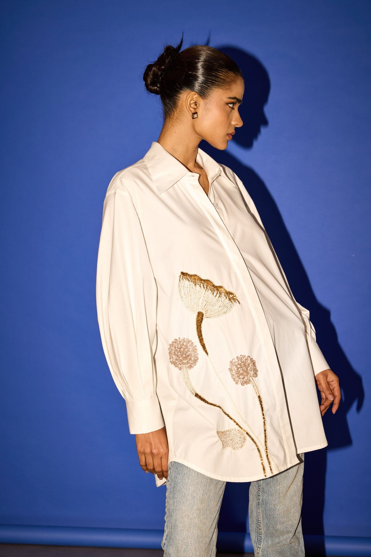 White Embroidered Shirt Dress