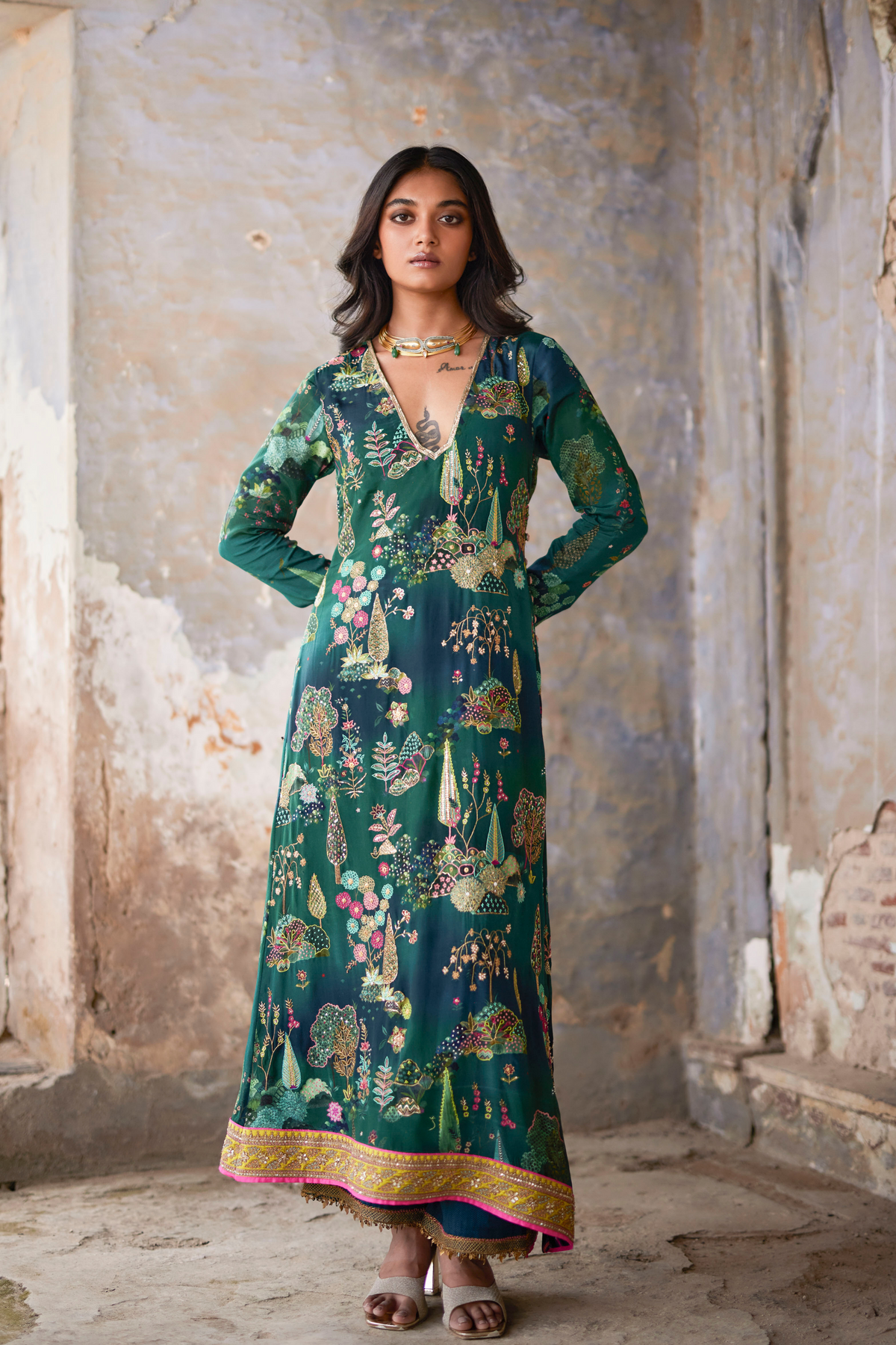 Nadira Teal Kurta Set