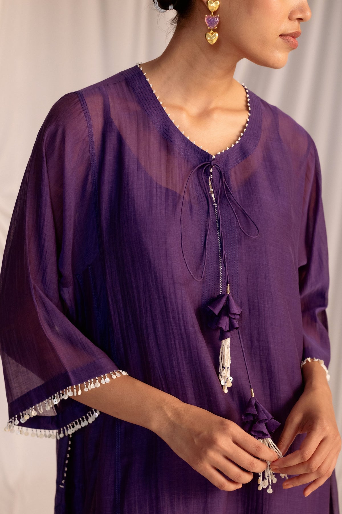 Grape Embroidered Tunic Set