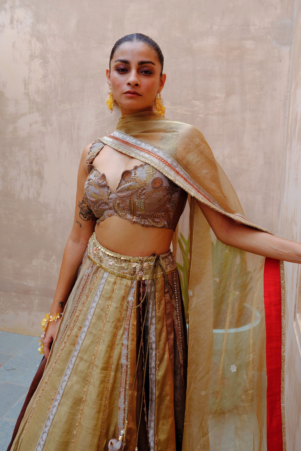 Metallic Silk Tissue Lehenga Set