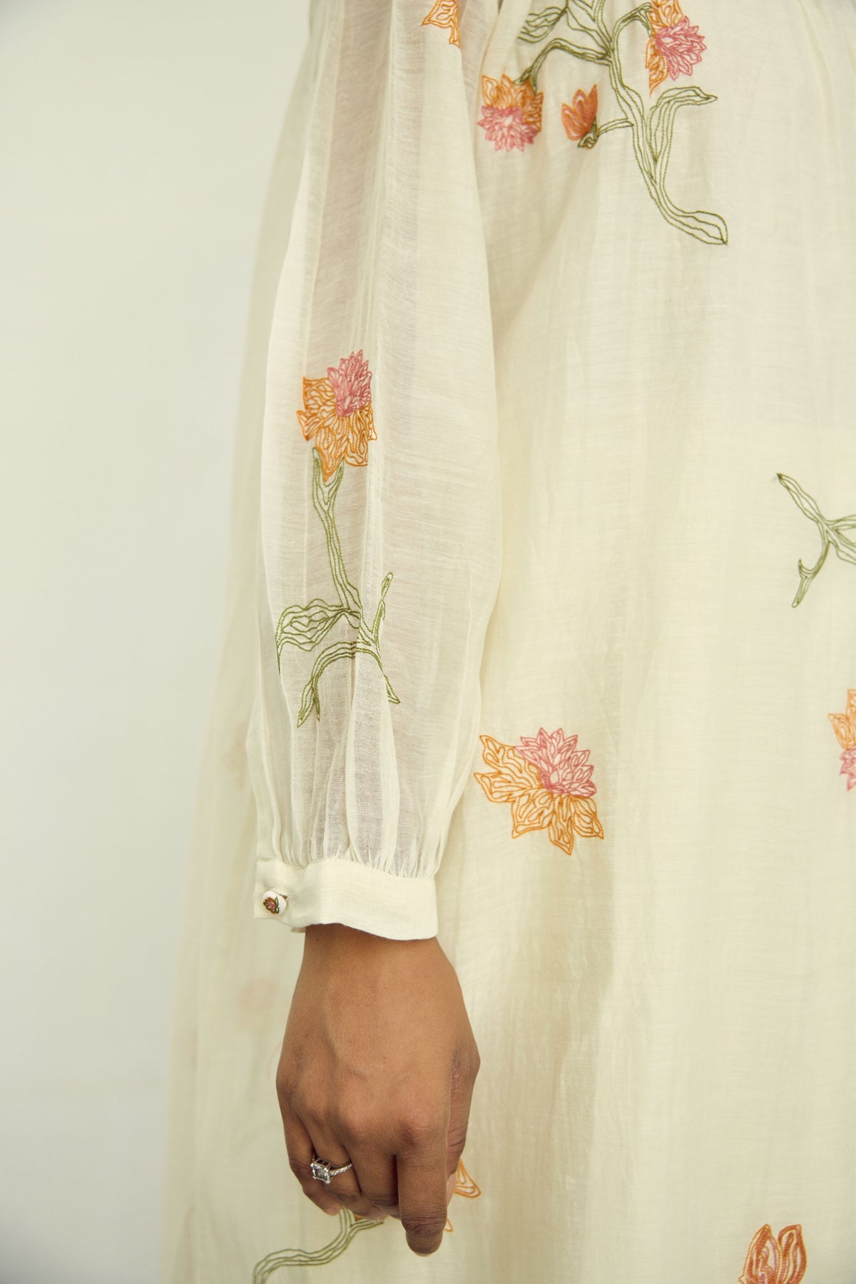 Embroidered Offwhite Chanderi Tunic