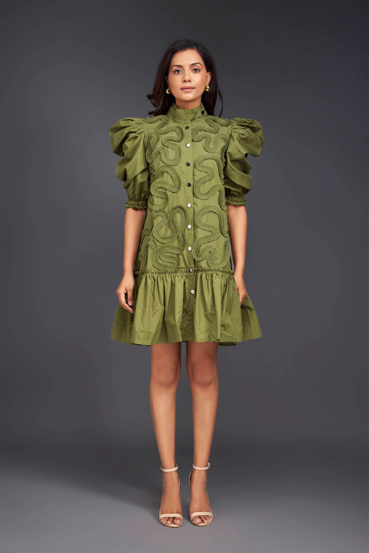 Green Pleated Dress