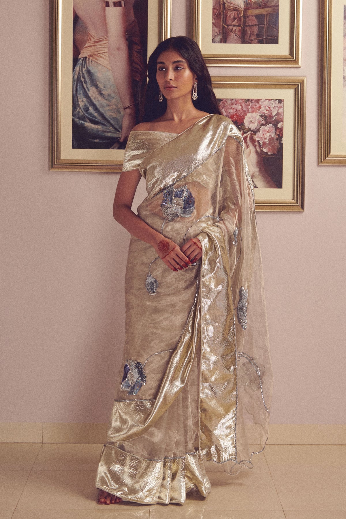 Silver Tissue Saree