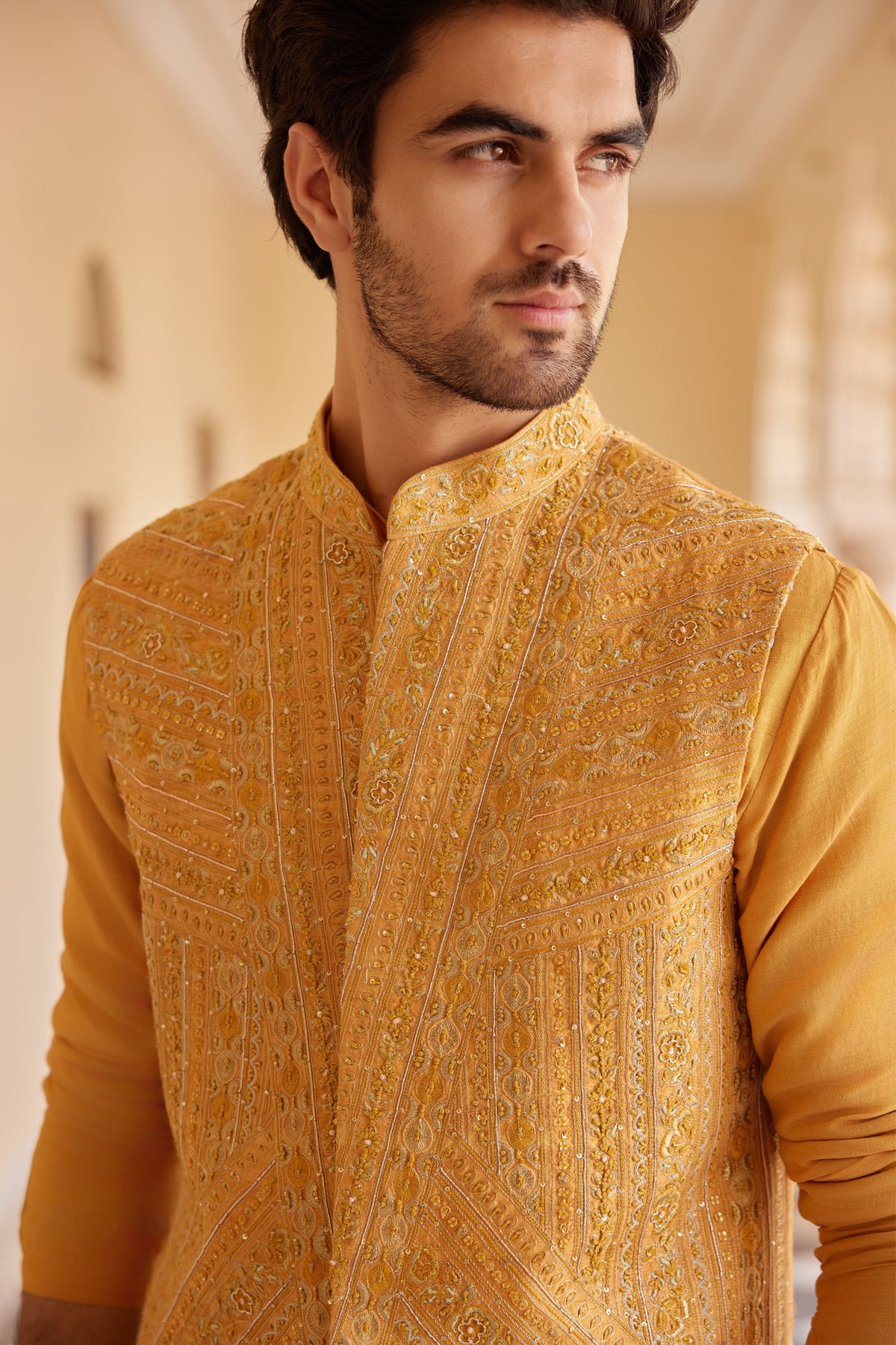 Orange Peel Nehru Jacket Set