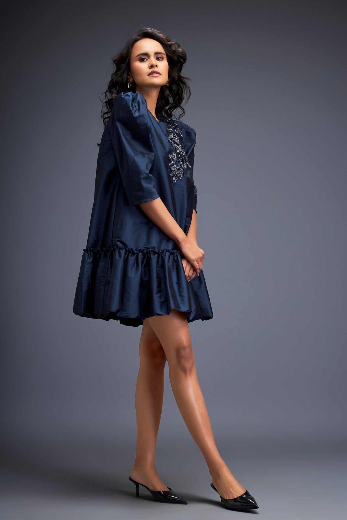 Puff Sleeve Blue Dress