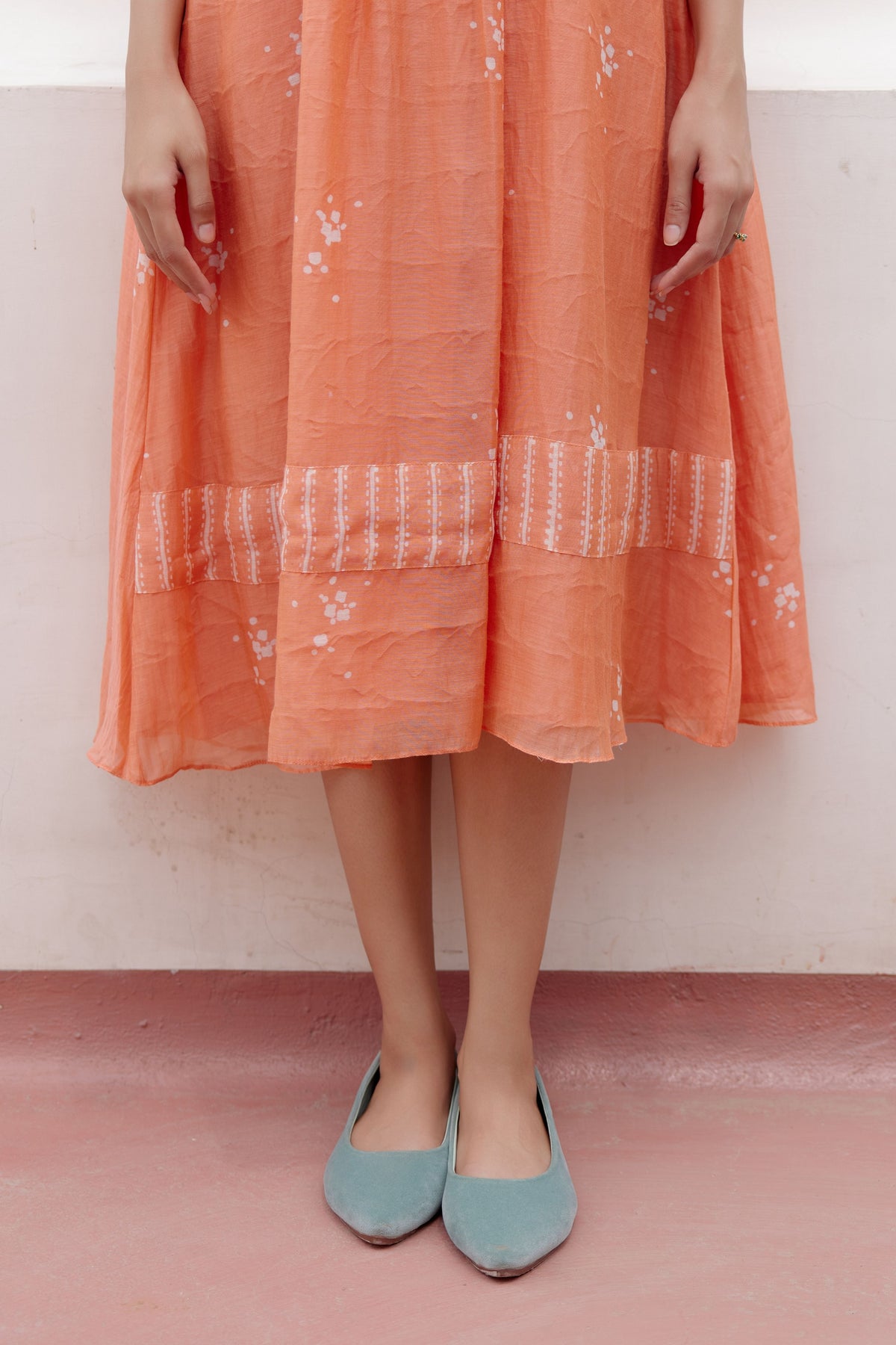 Tangerine Embroidered Dress