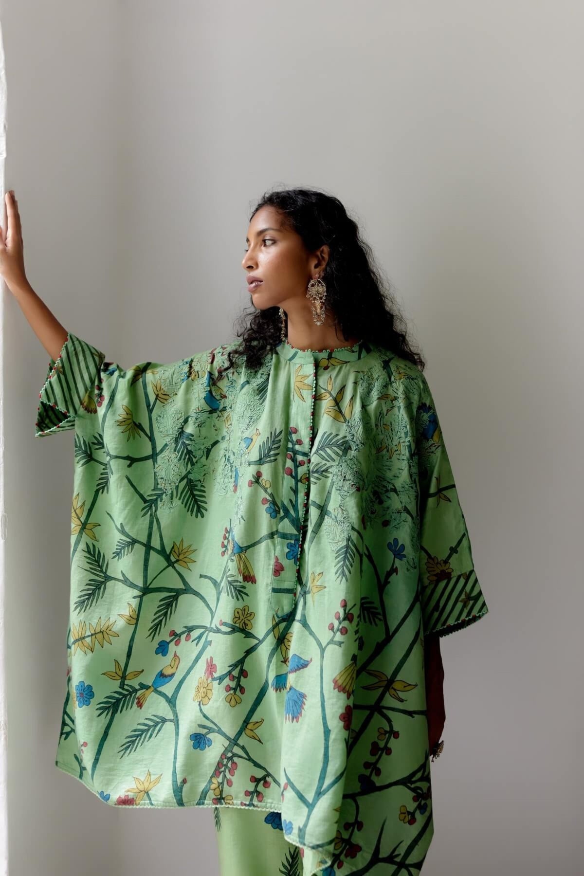 Green Kaftan Kalamkari Set