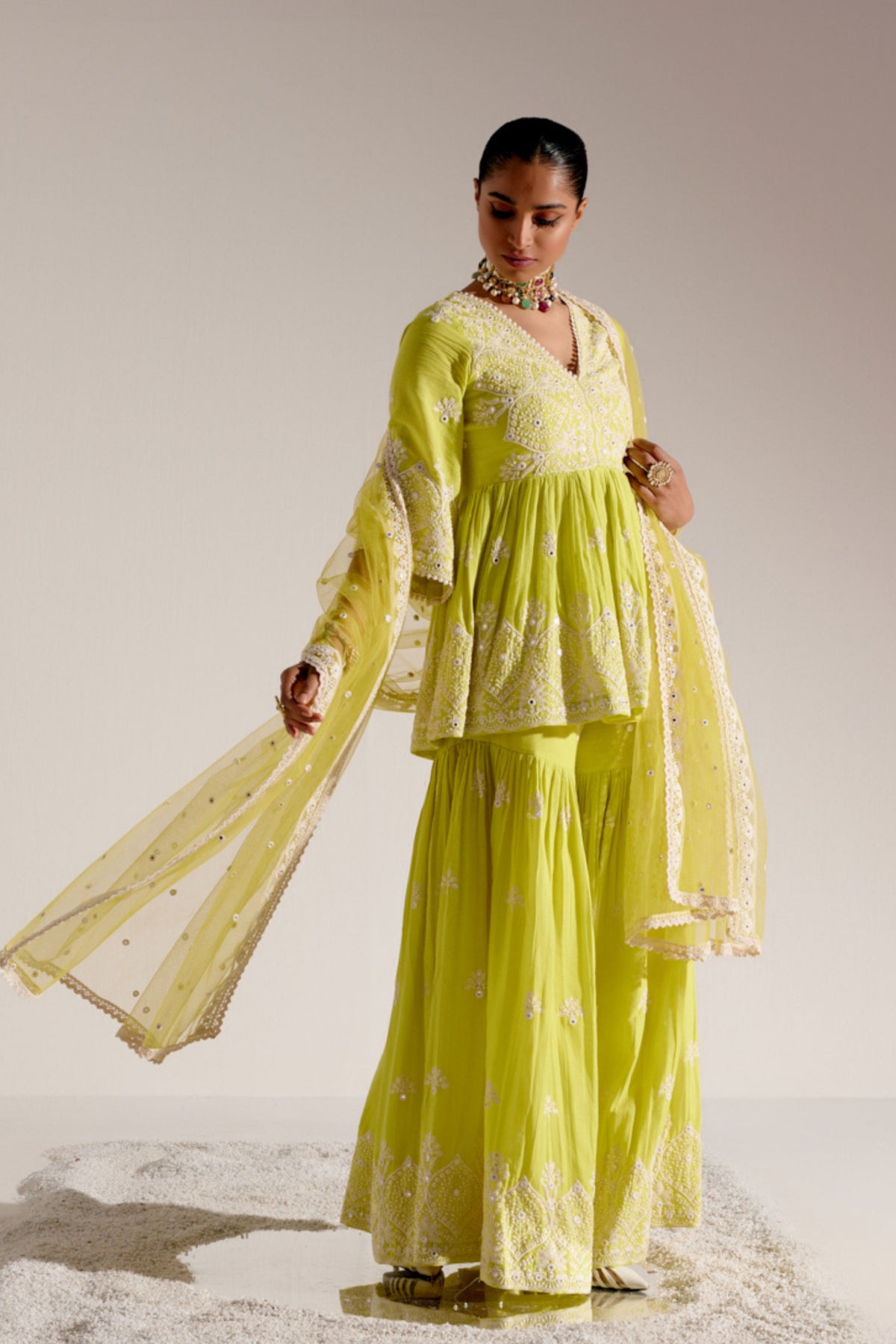 Neon Green Sharara Set