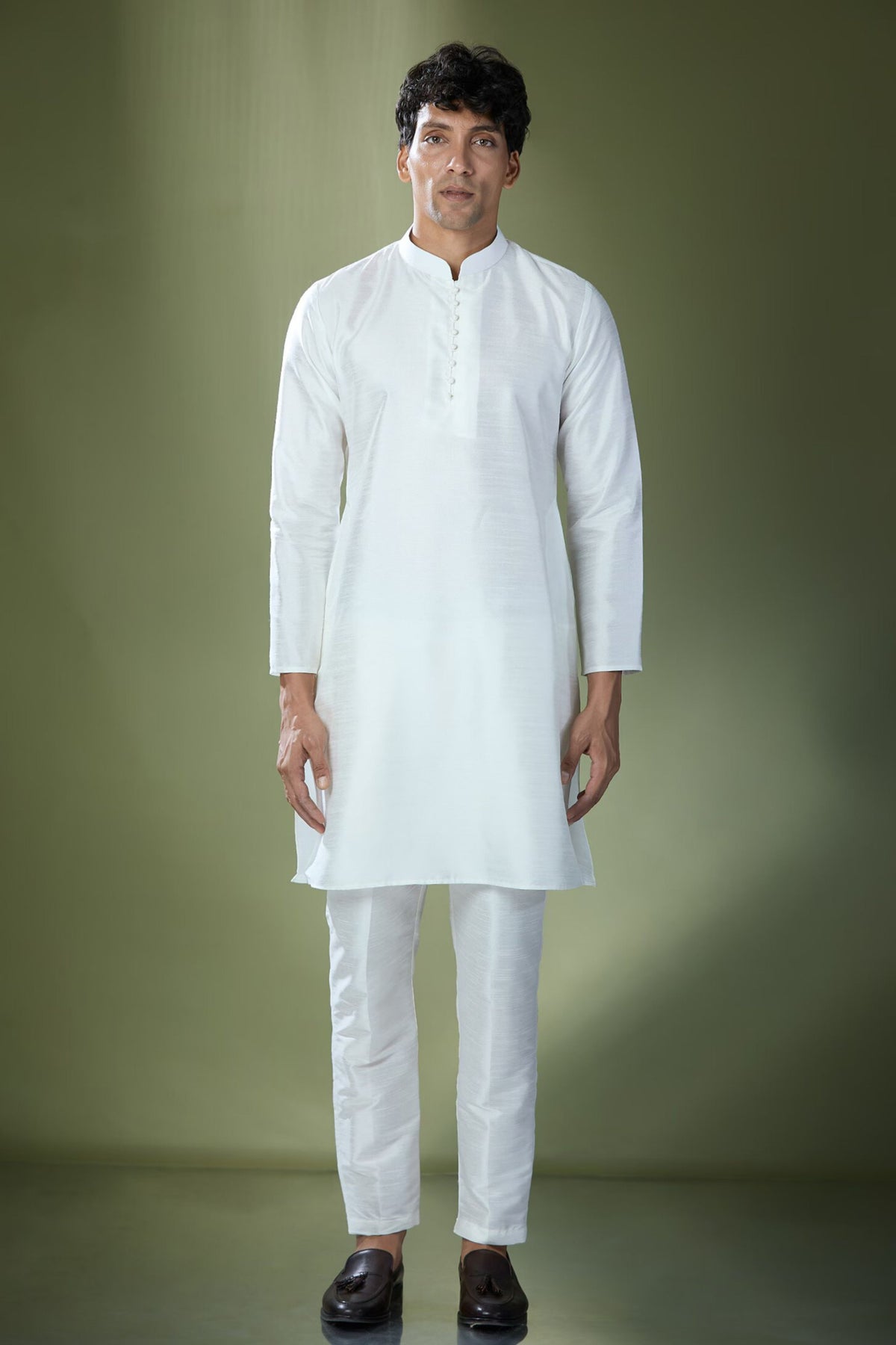 Off White Embroidered Nehru Jacket Set