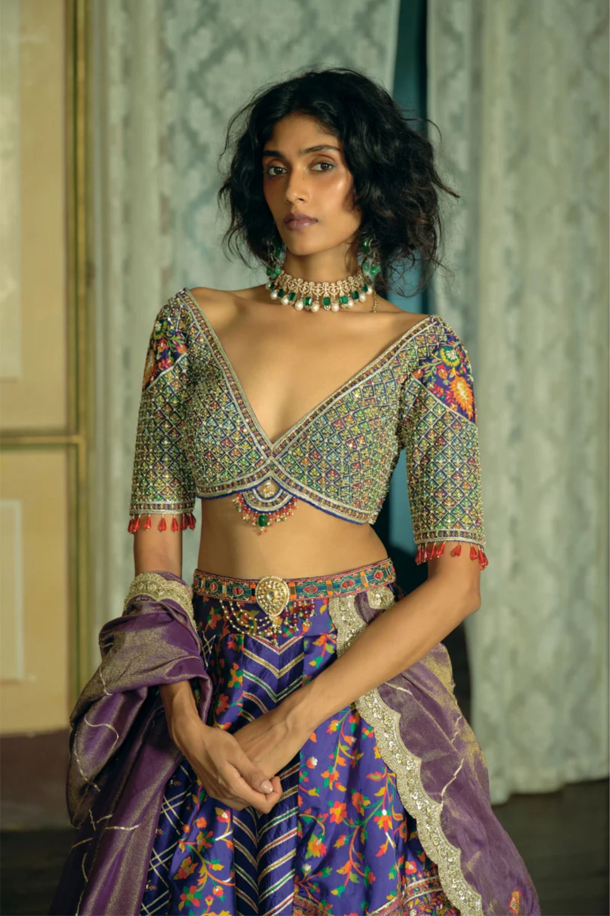 Purple Banarasi Lehenga Set