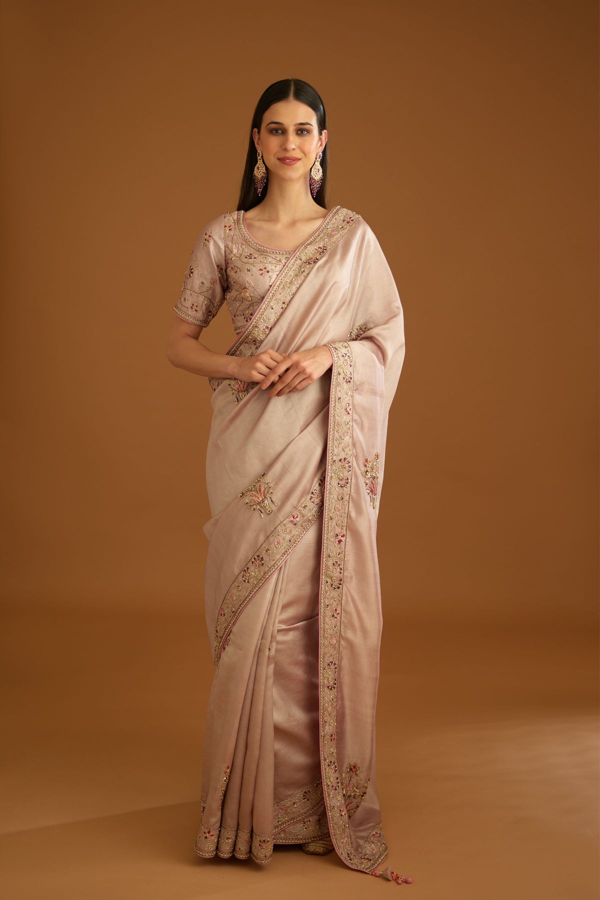 Whisper pink Saree set