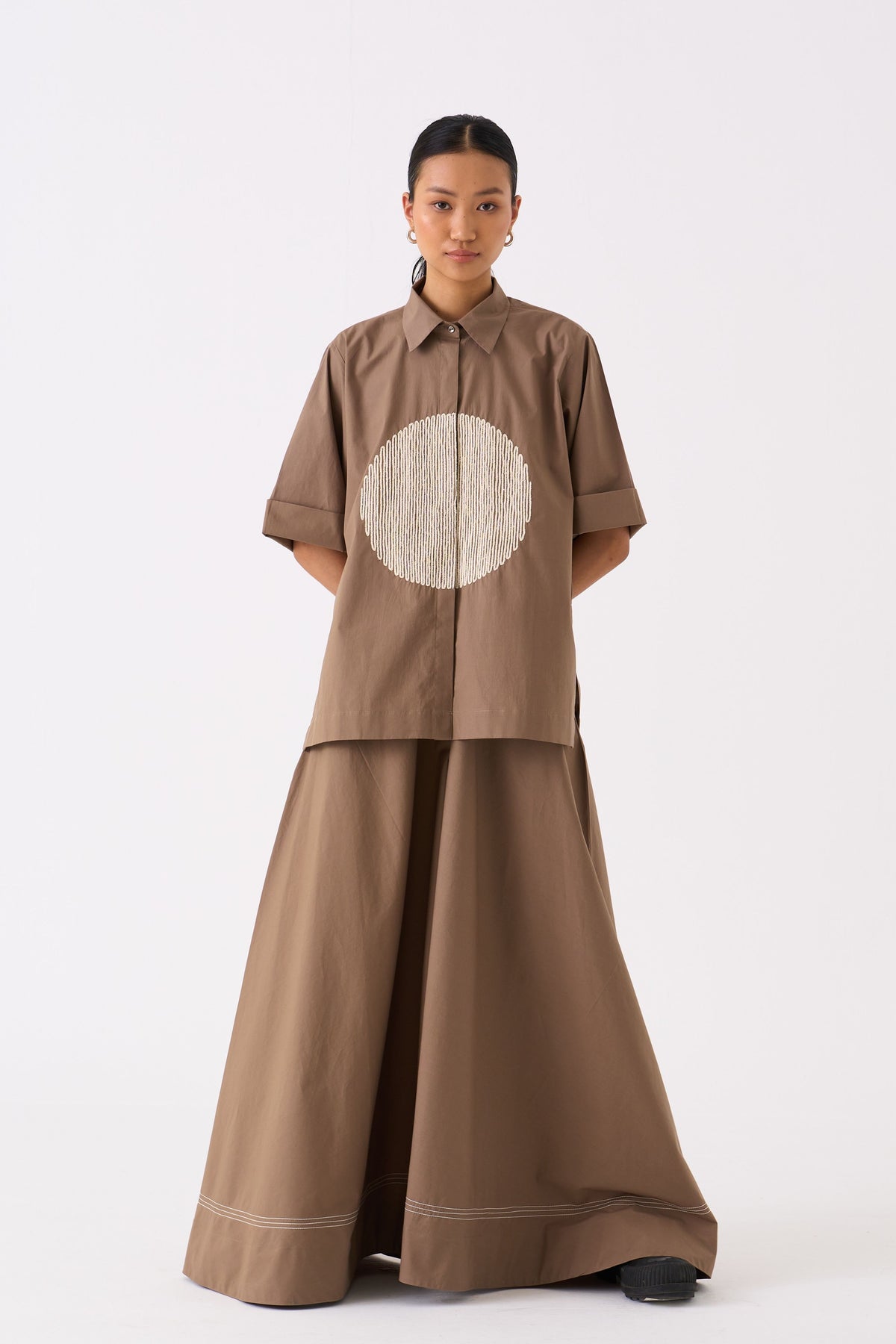 Brown Circle Shirt Co-ord