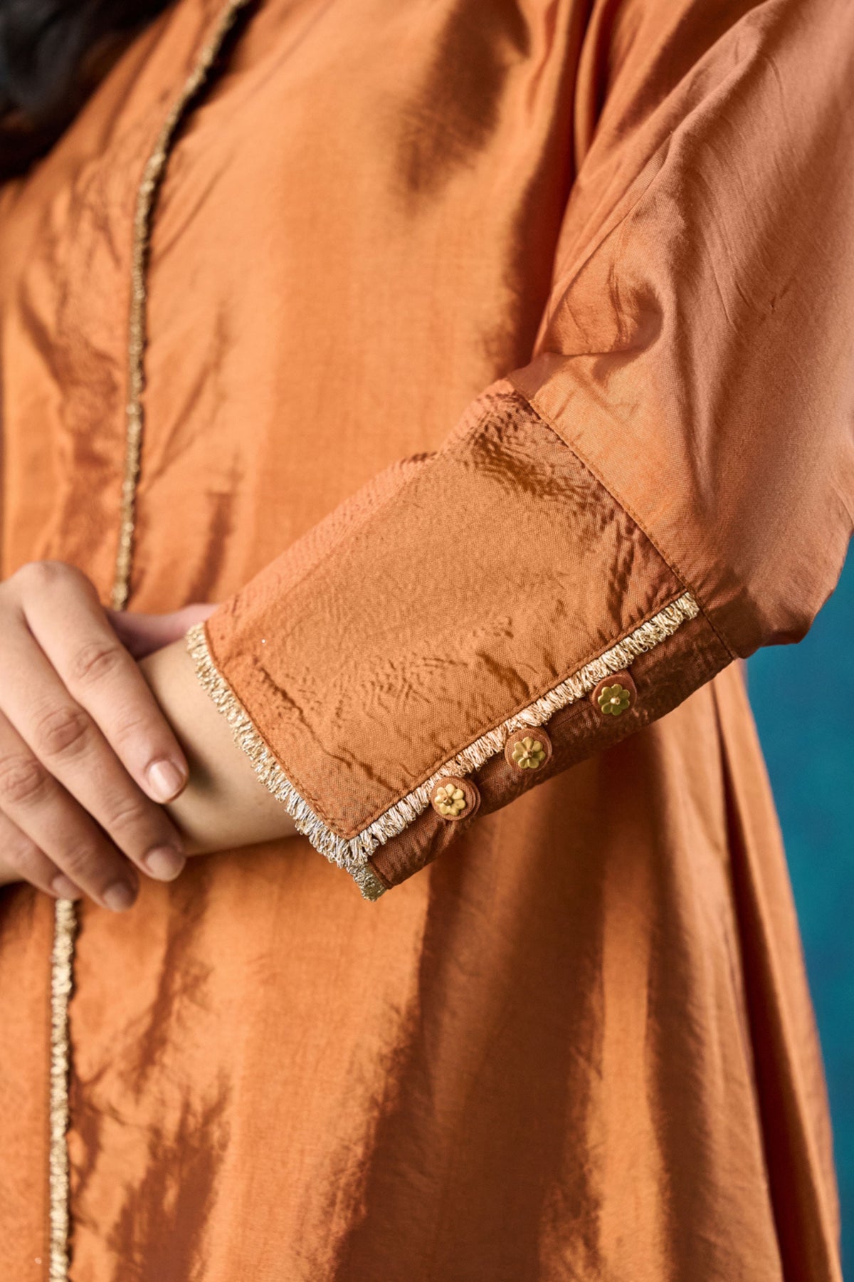 Rust Habotai Silk Kurta Sets