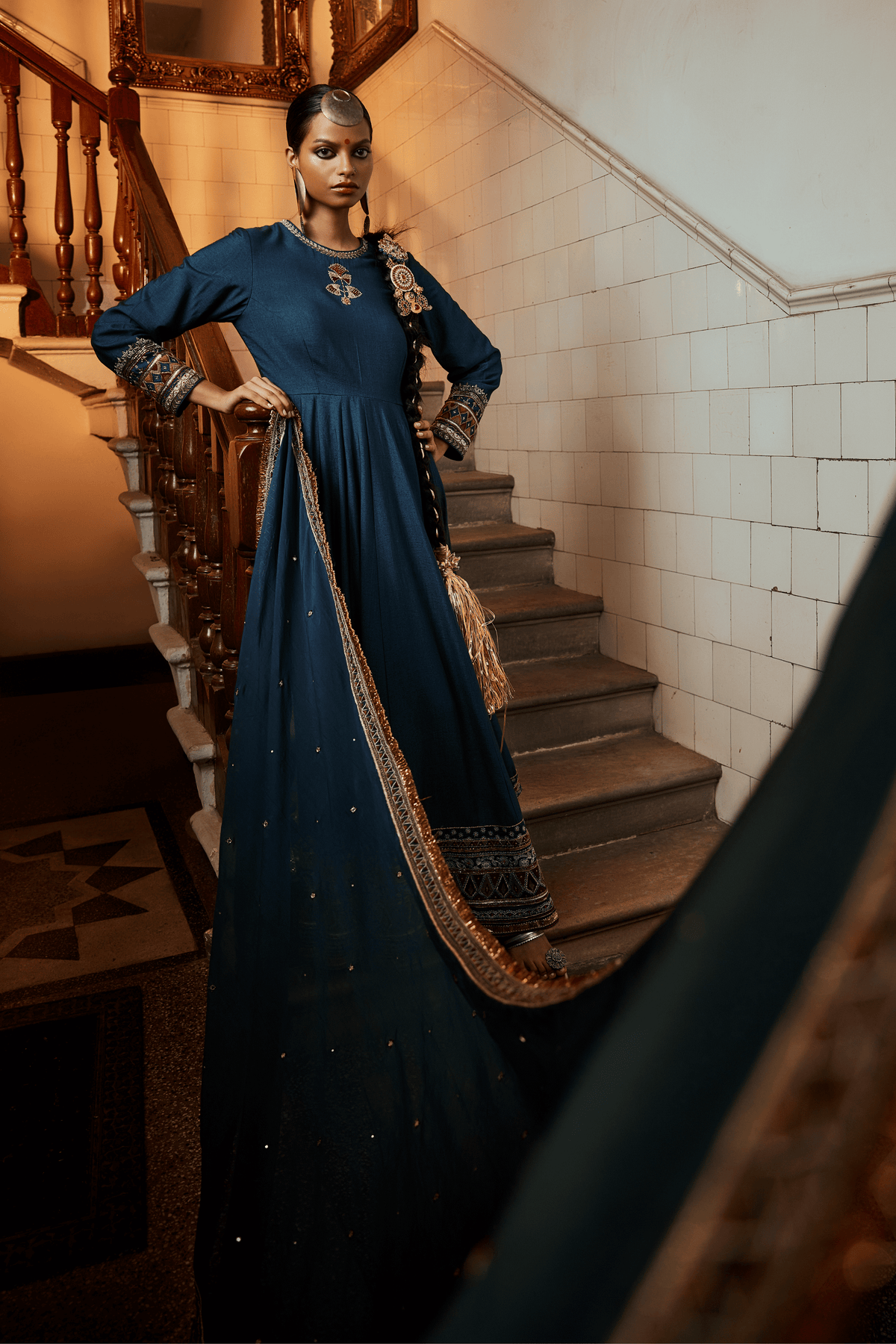 Aafiya Multicolored Anarkali Set Teal