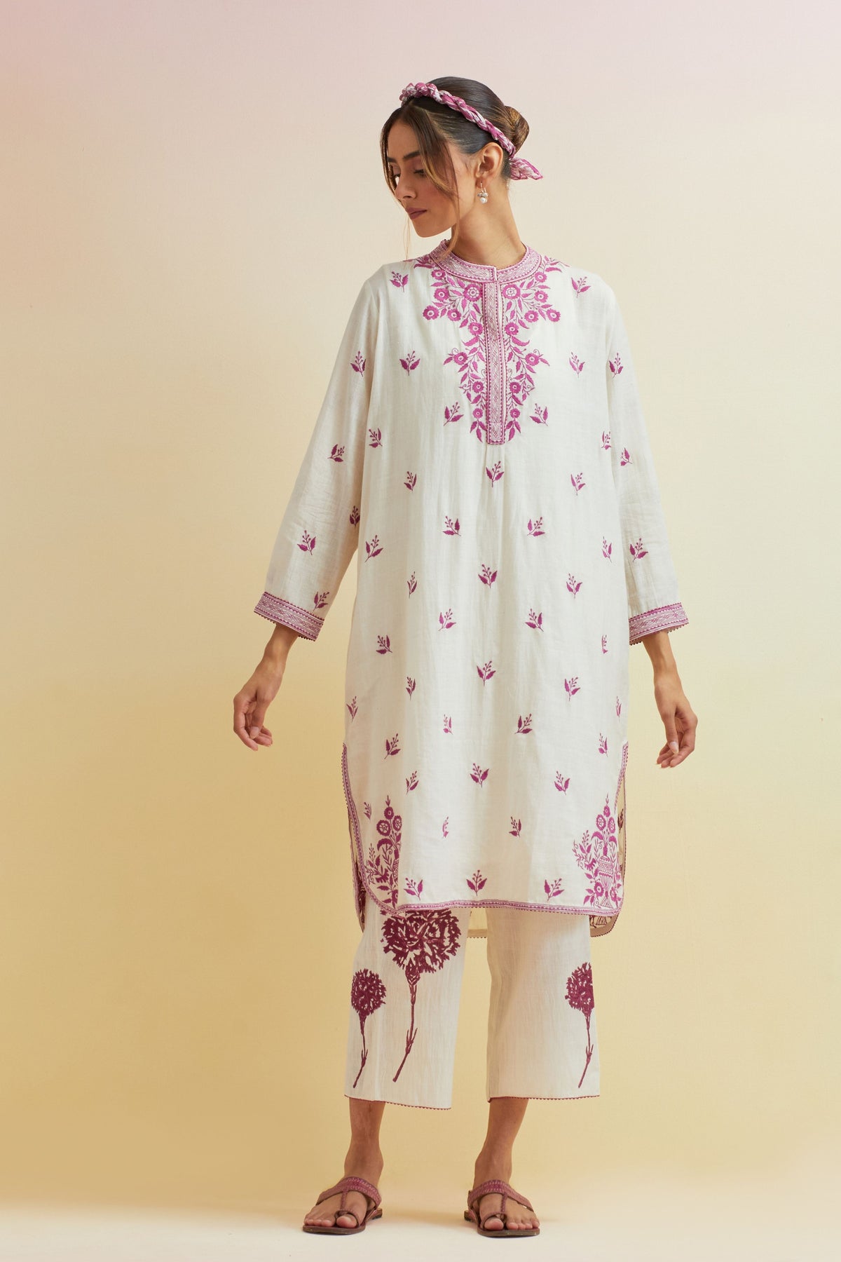 Ivory Ricrac Kurta Set