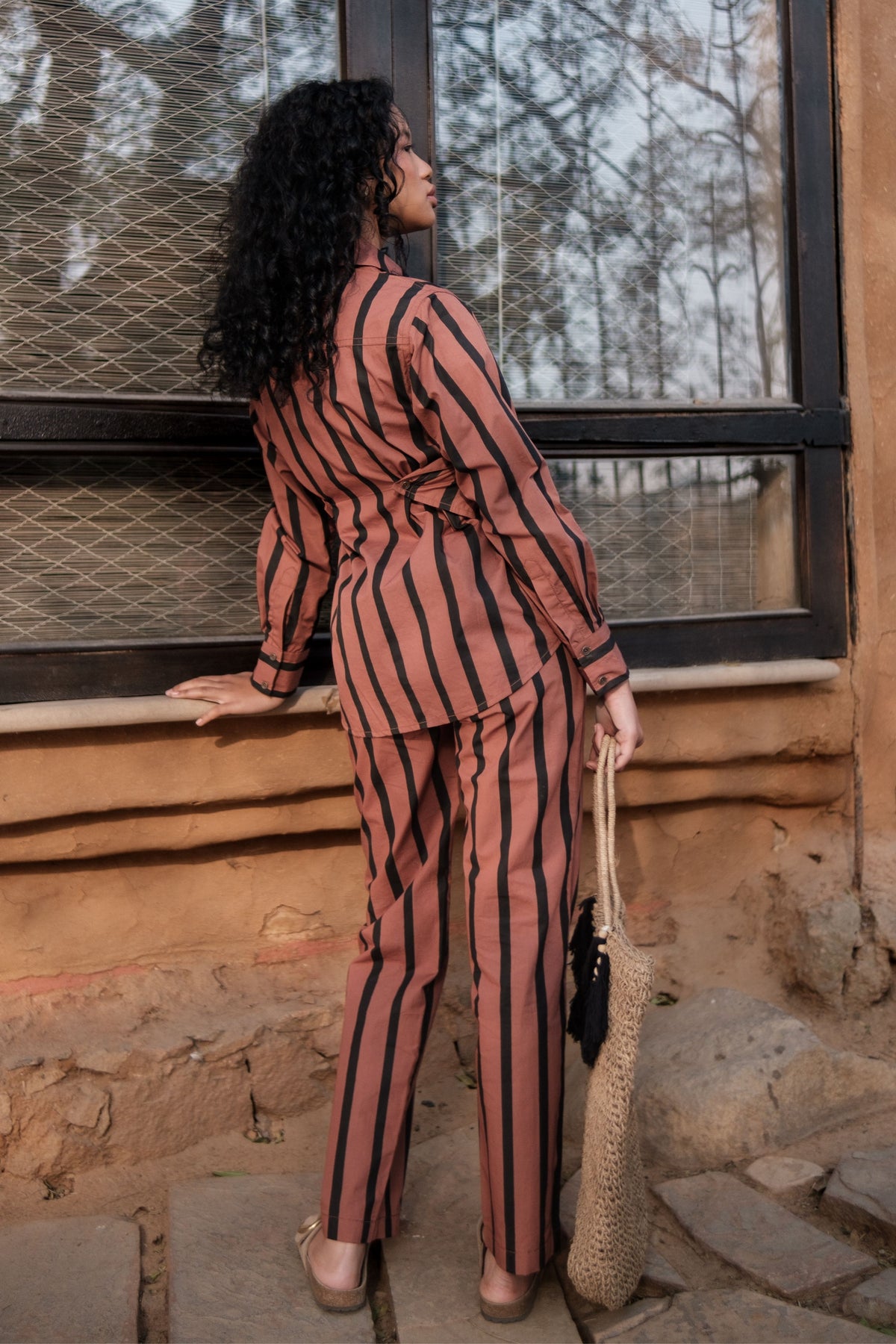 Copper Stripes Sandra Straight Pants