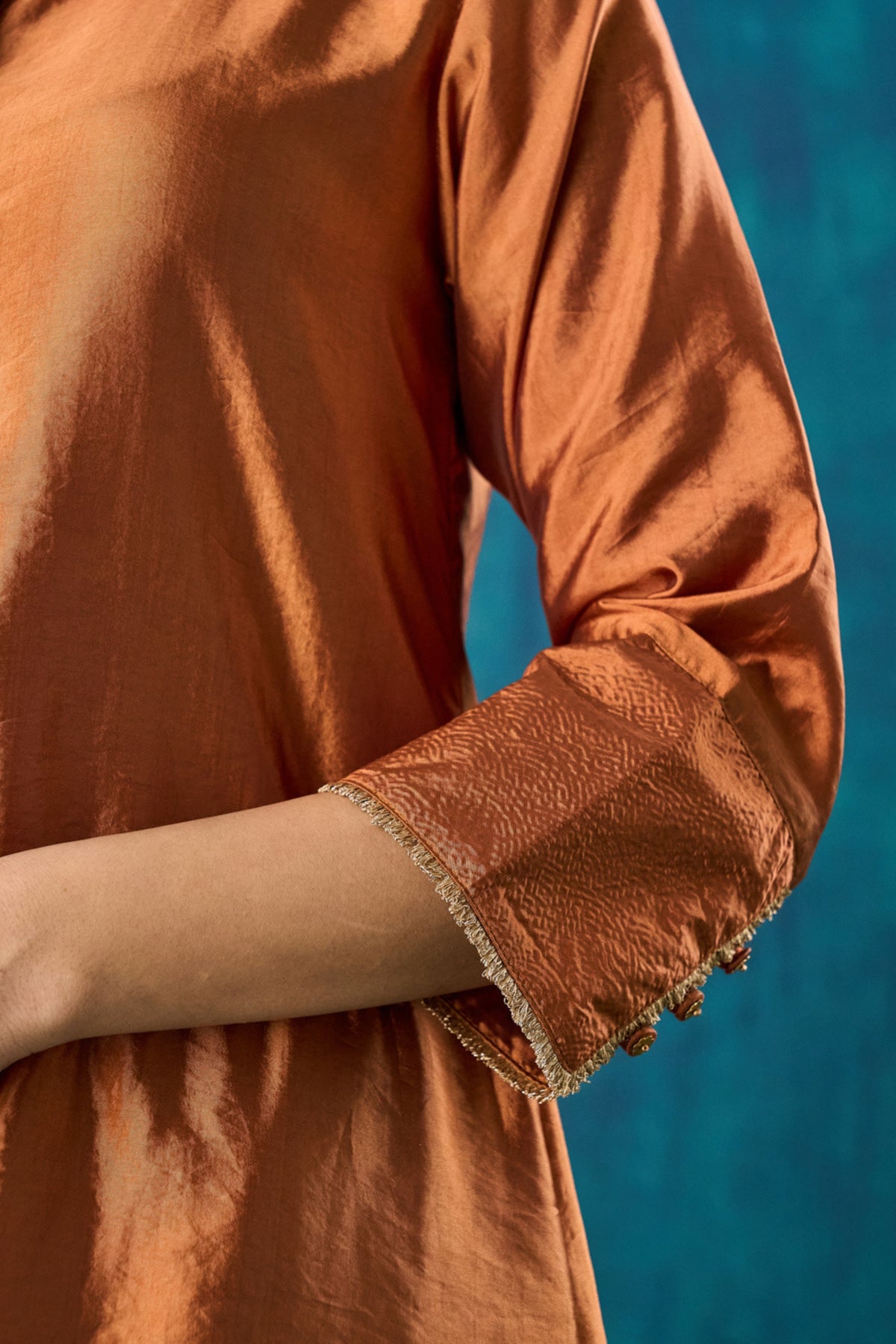 Rust Habotai Silk Kurta Sets