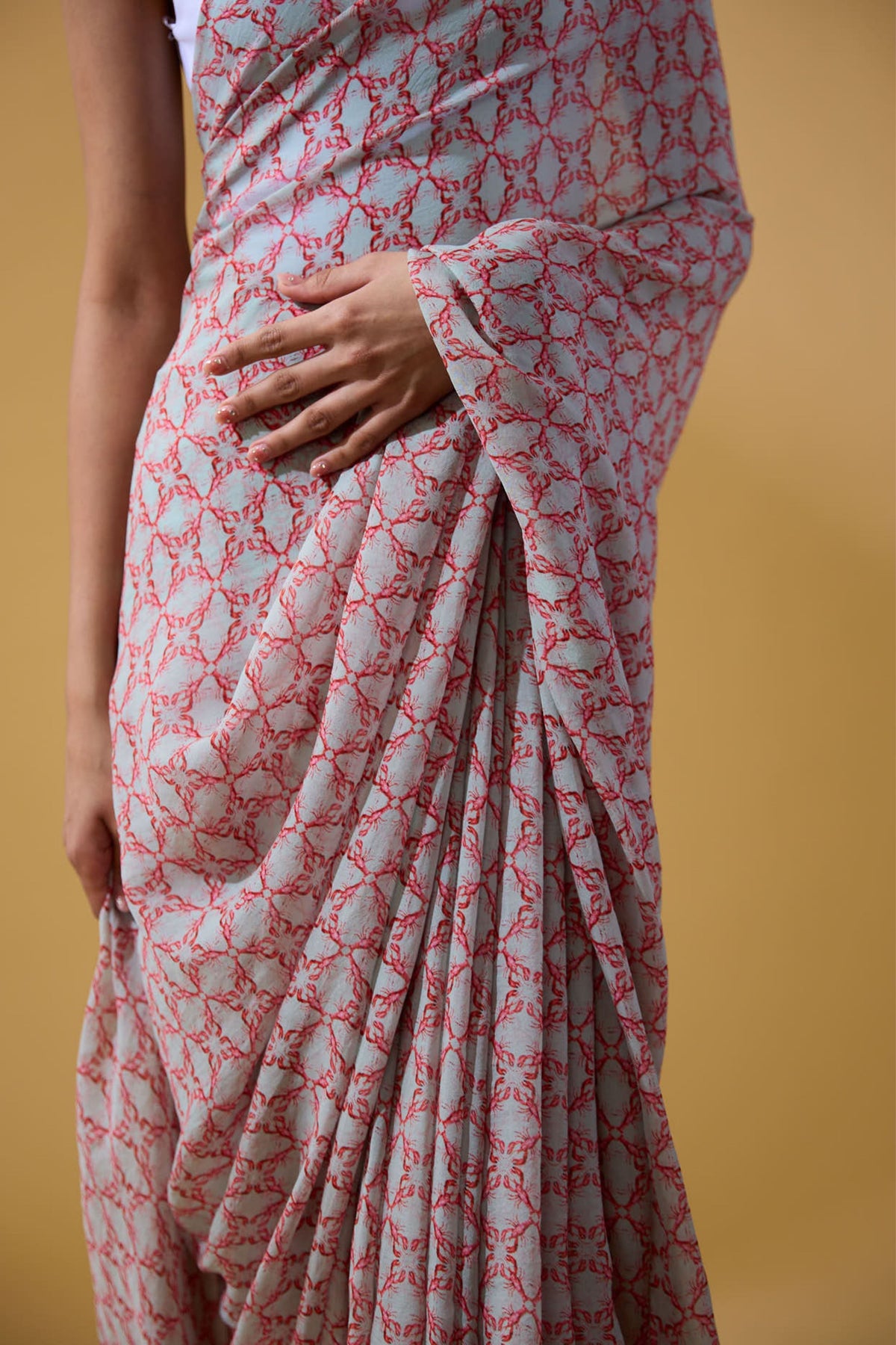 Powder Blue Lobster Saree