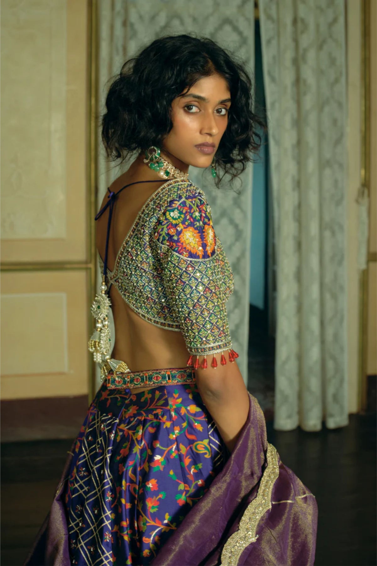 Purple Banarasi Lehenga Set