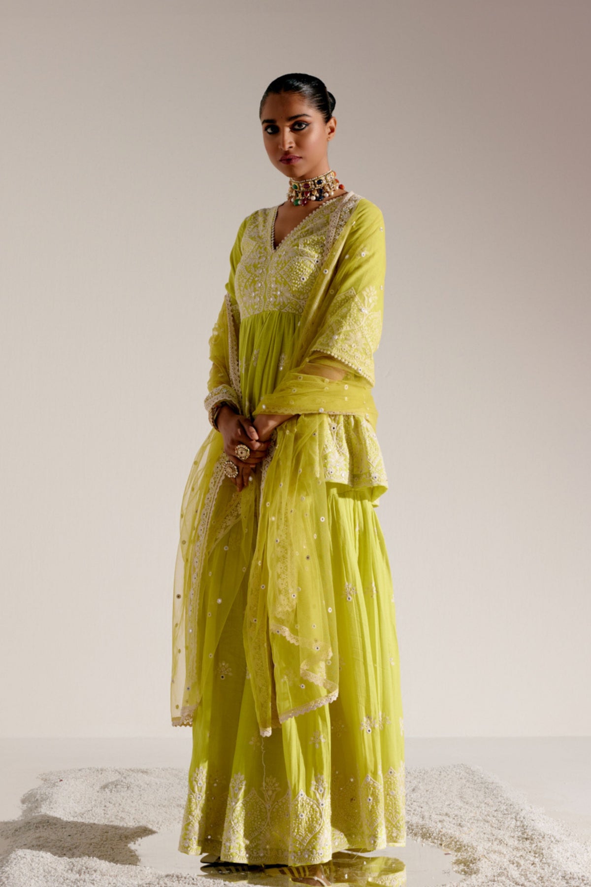 Neon Green Sharara Set