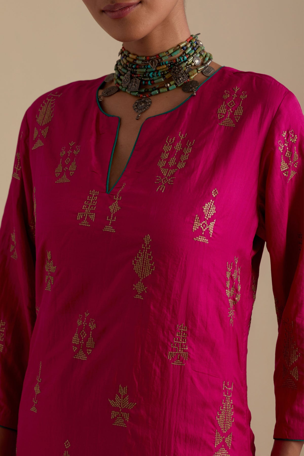 Fuchsia Long Kurta Set