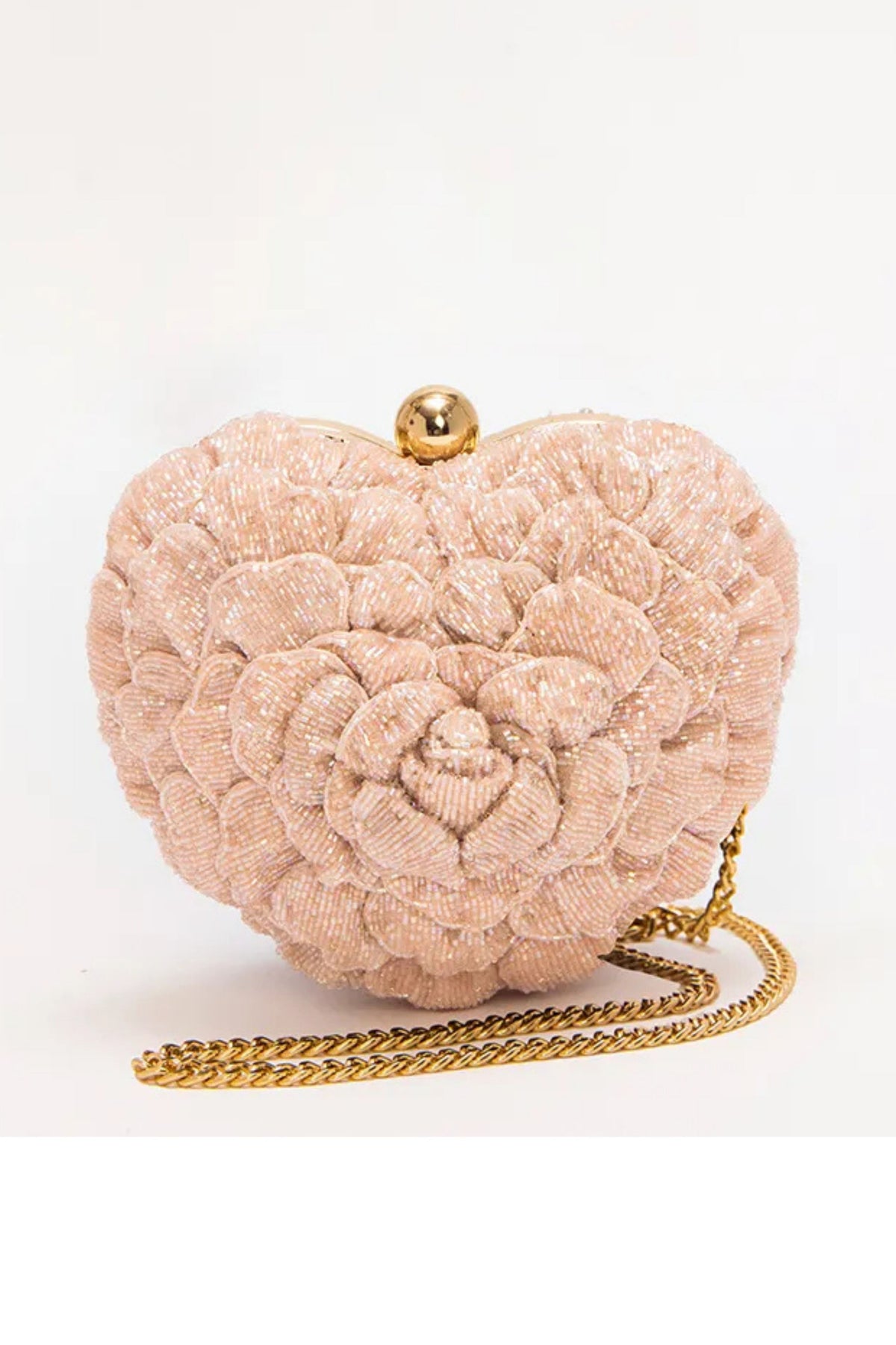 Isa Beaded Heart Clutch – Blush