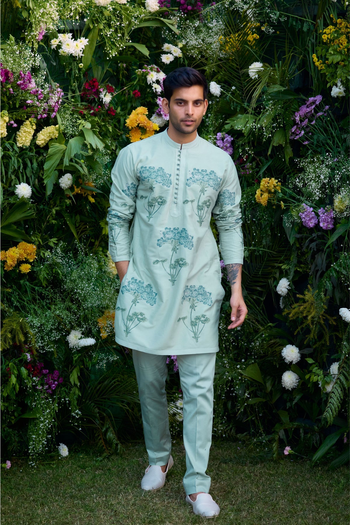 Illusion Blue Printed Kurta Set