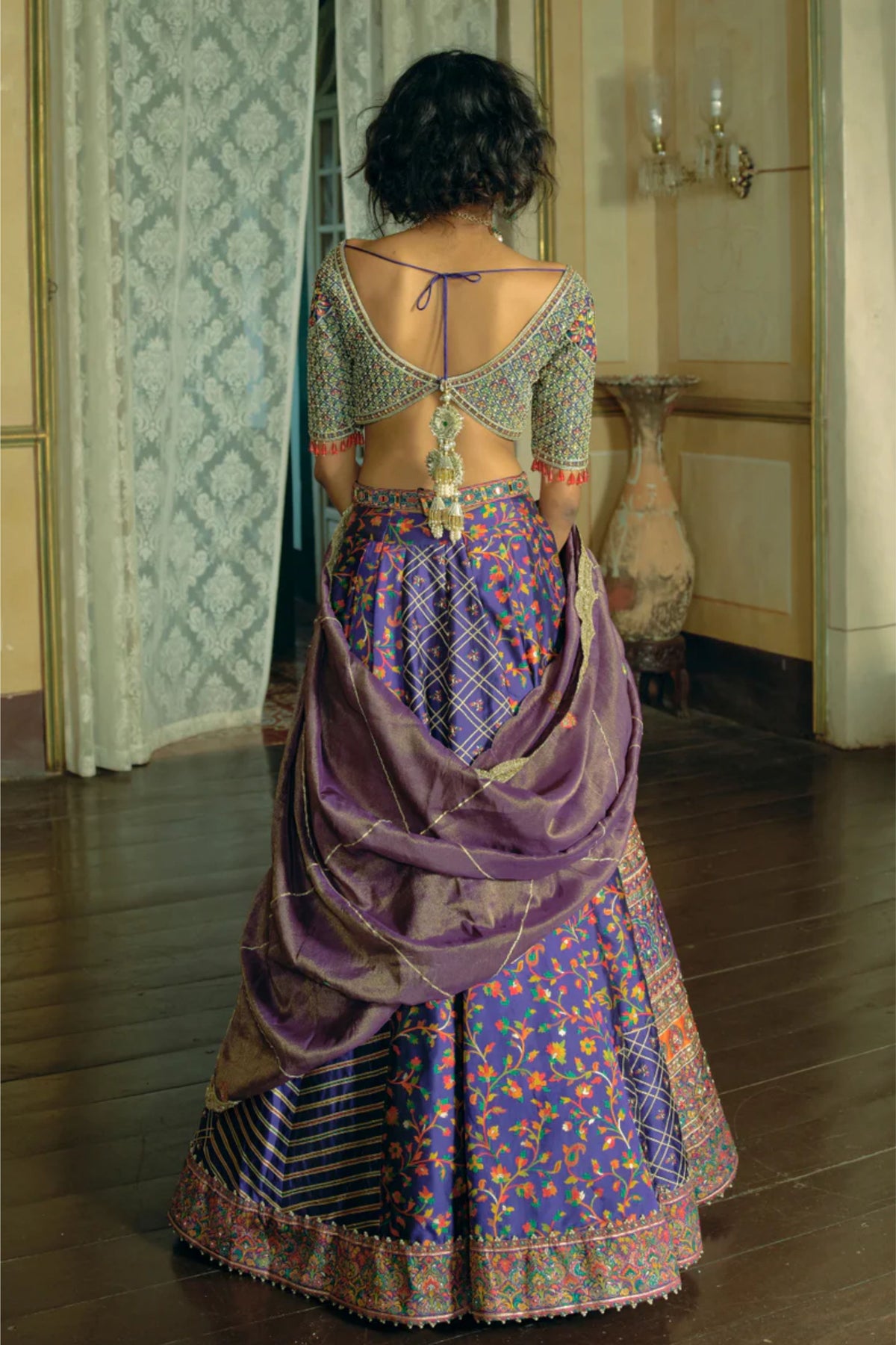 Purple Banarasi Lehenga Set