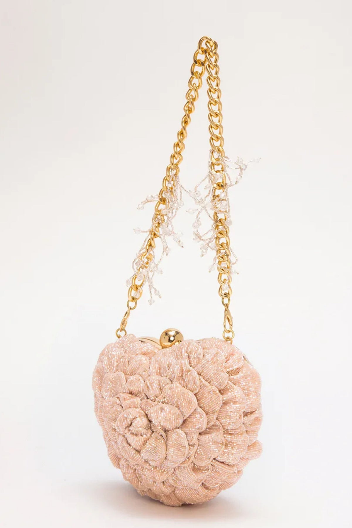 Isa Beaded Heart Clutch – Blush