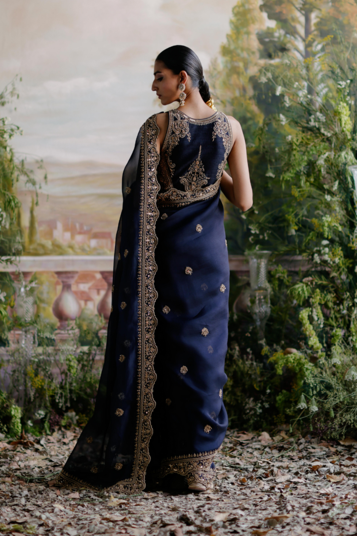 Navy Blue Saree Set