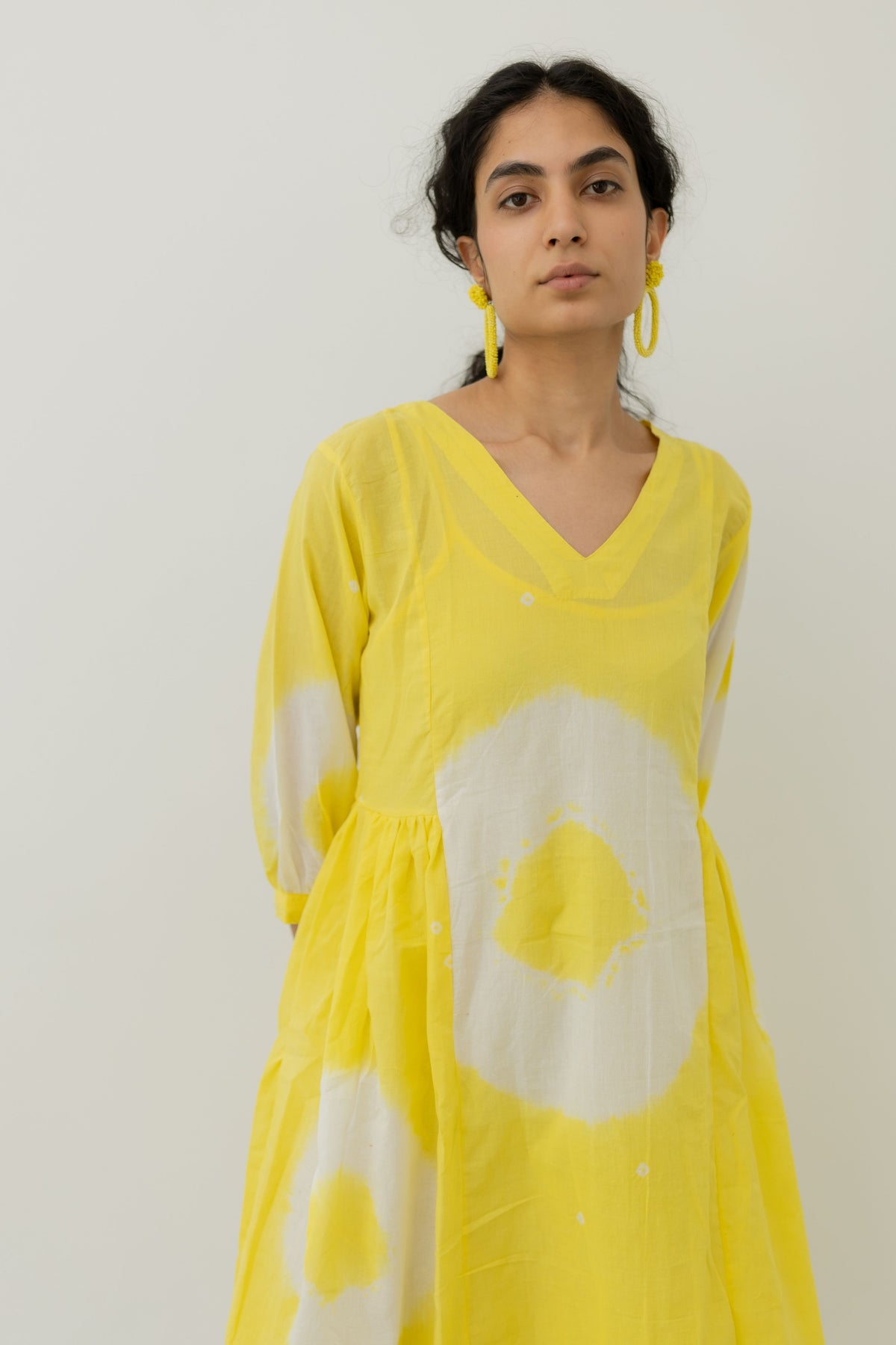 Lemon Bandhani Dress With Slip