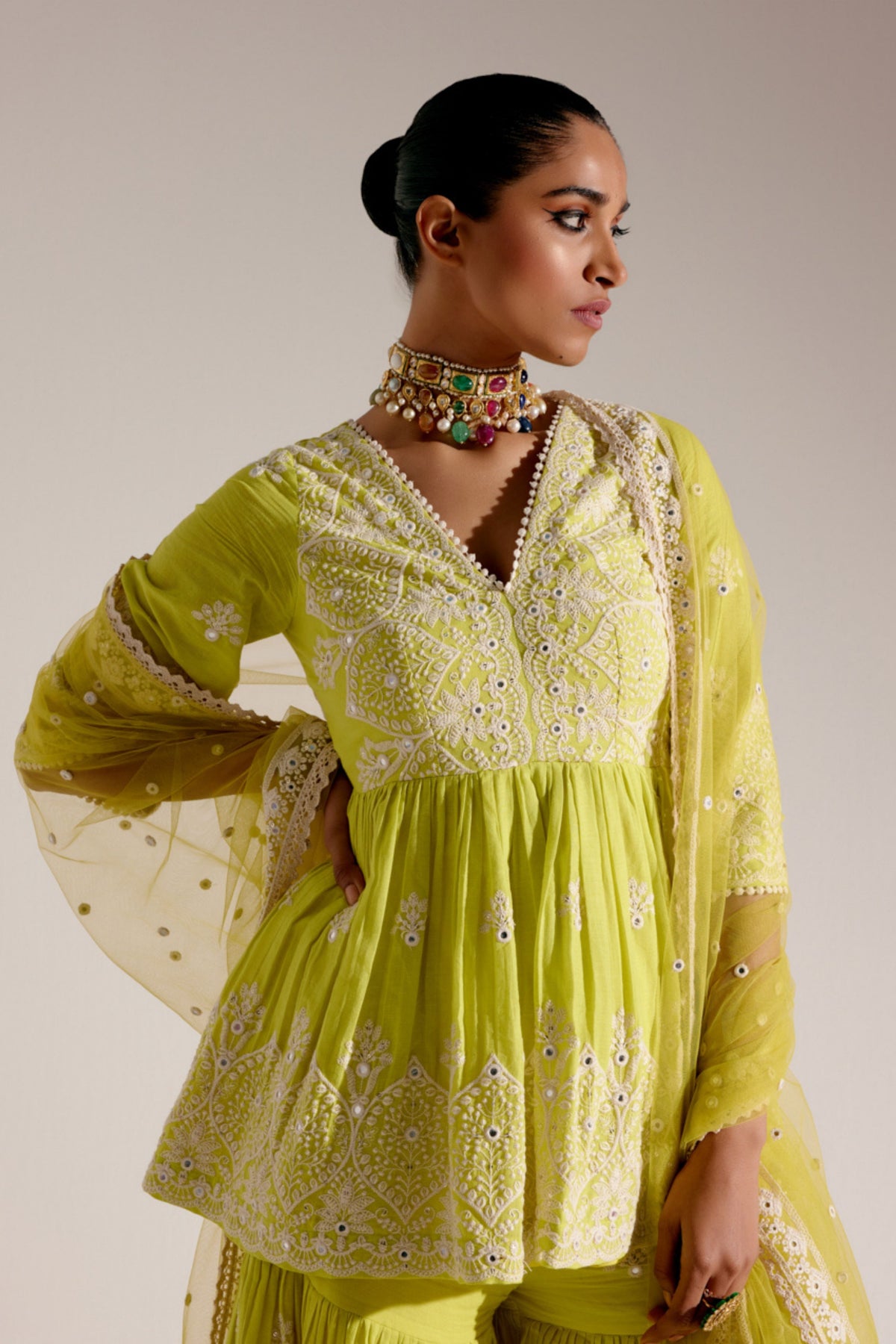 Neon Green Sharara Set