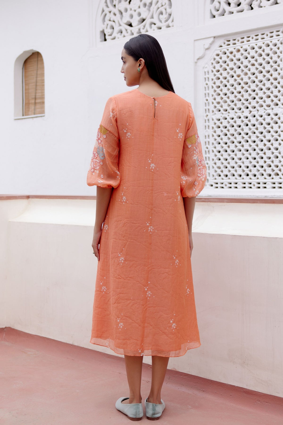 Tangerine Embroidered Dress