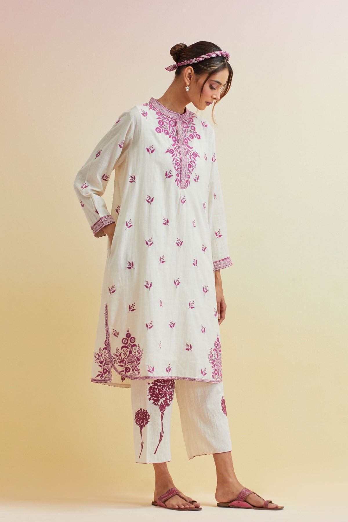 Ivory Ricrac Kurta Set