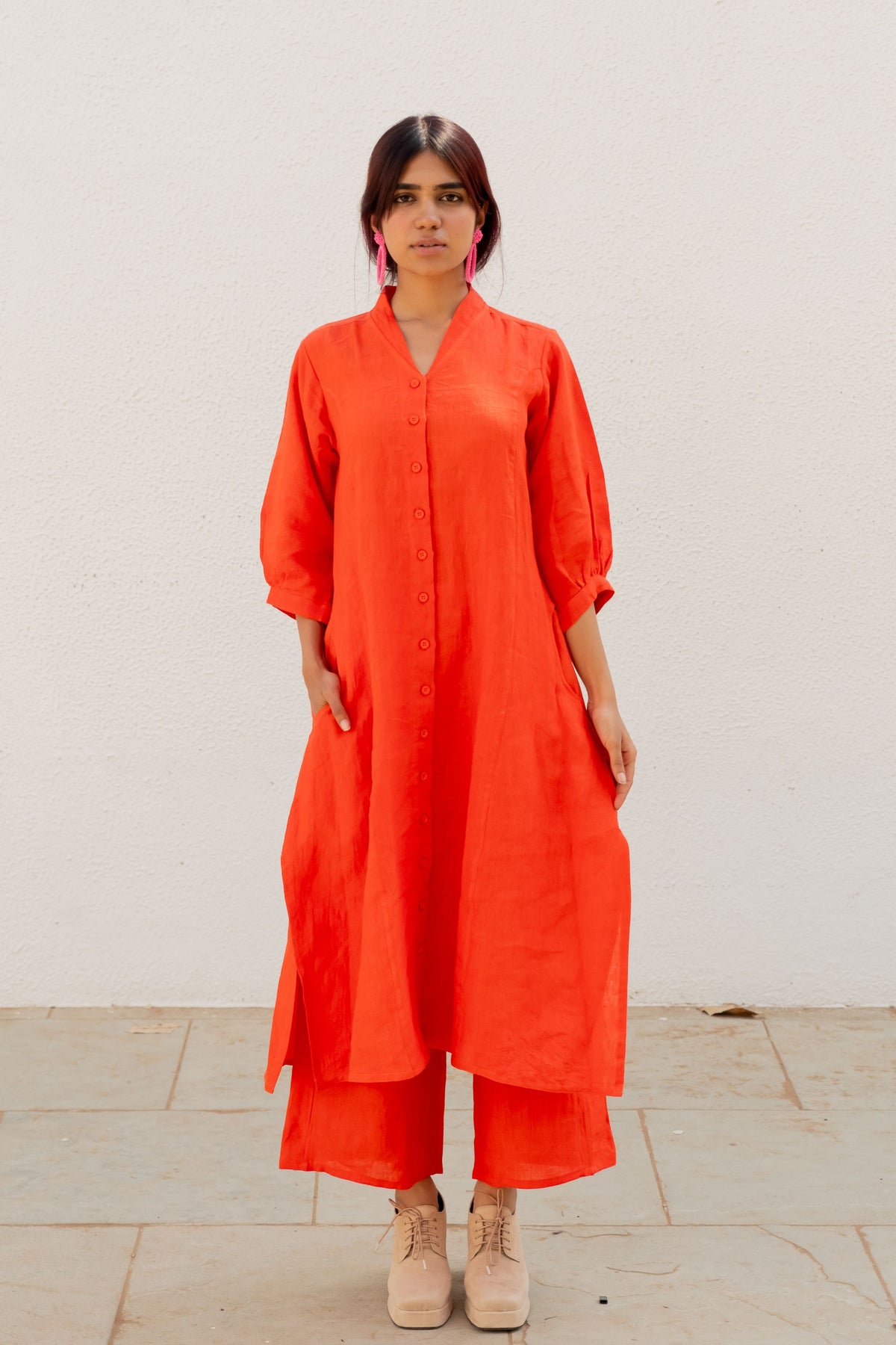 Scarlet Button Down Kurta