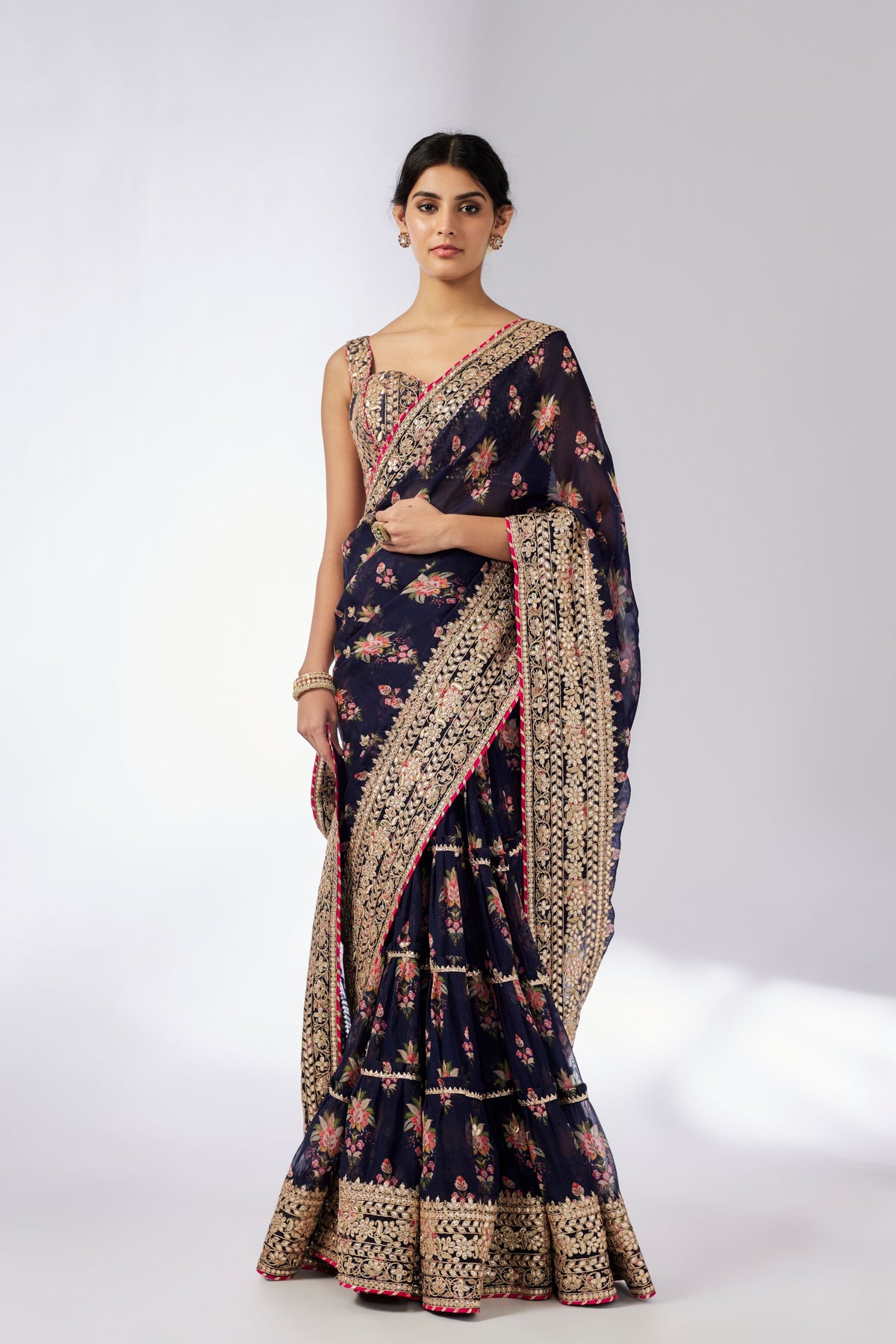 Navy Mahira Saree Set