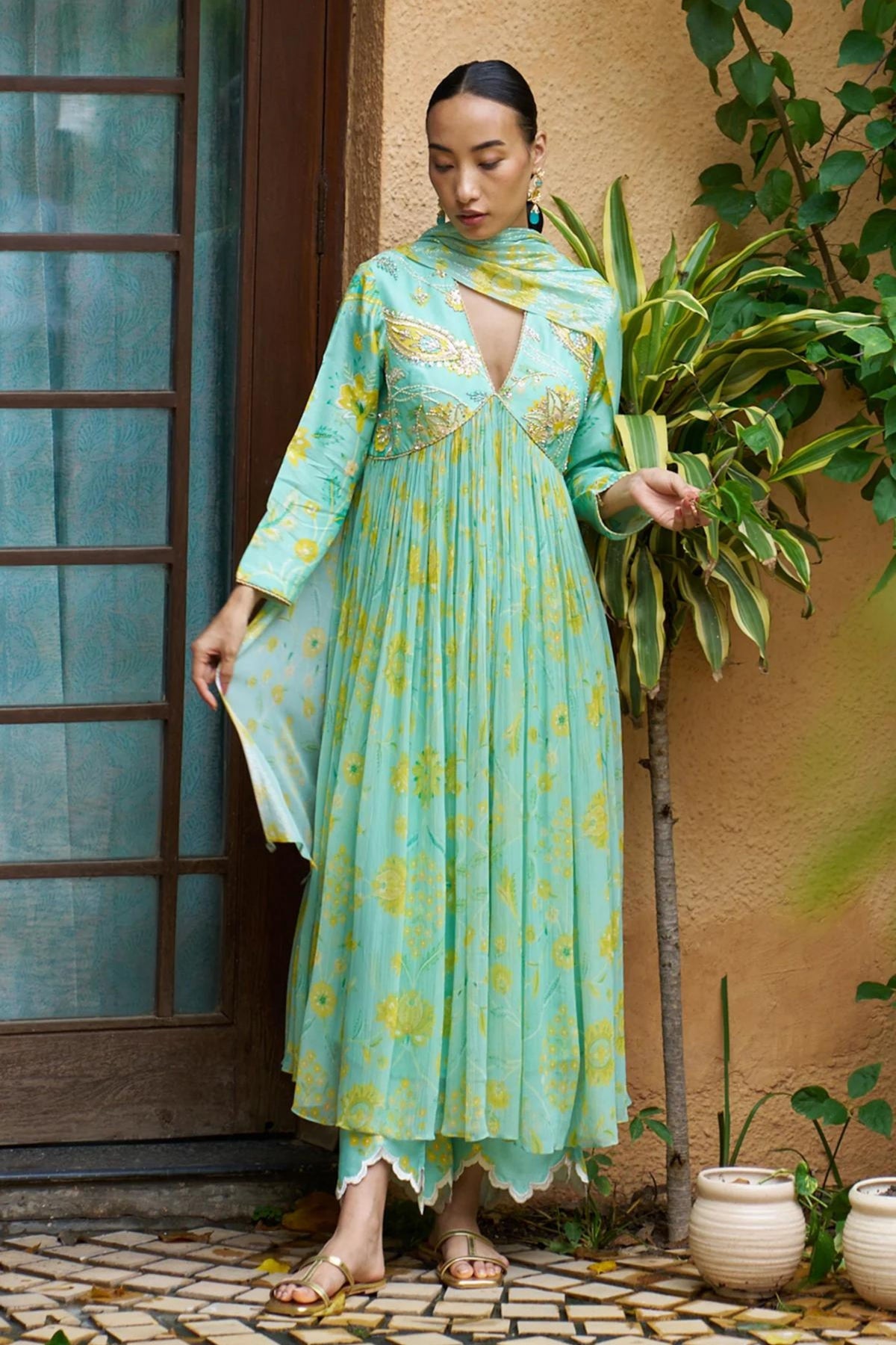 Azure Anarkali Set