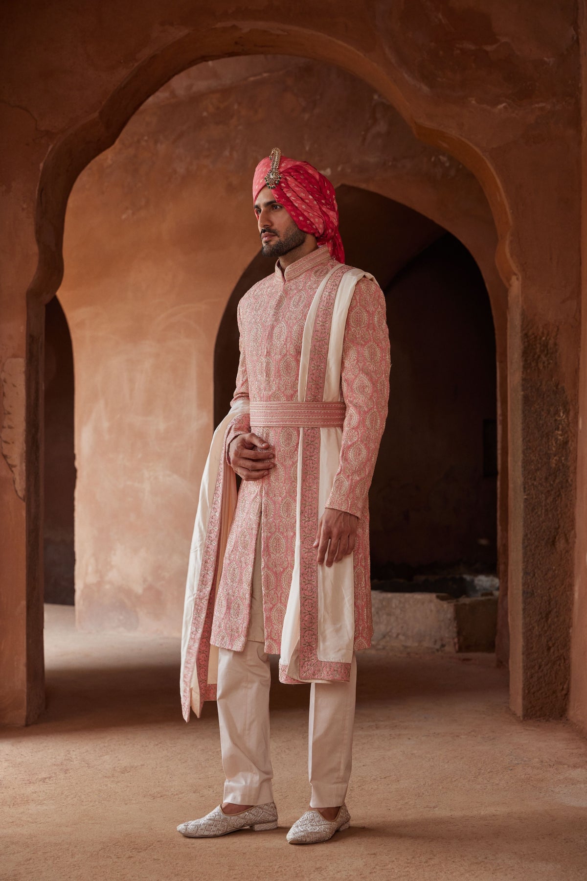 Coral Sherwani Set