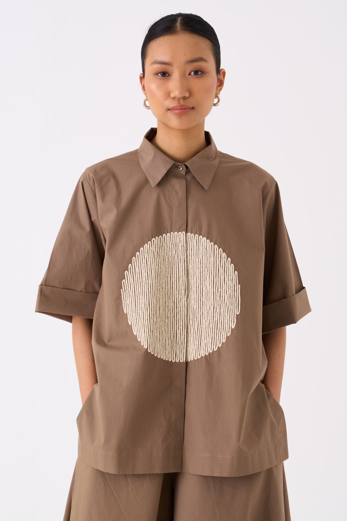 Brown Circle Shirt Co-ord