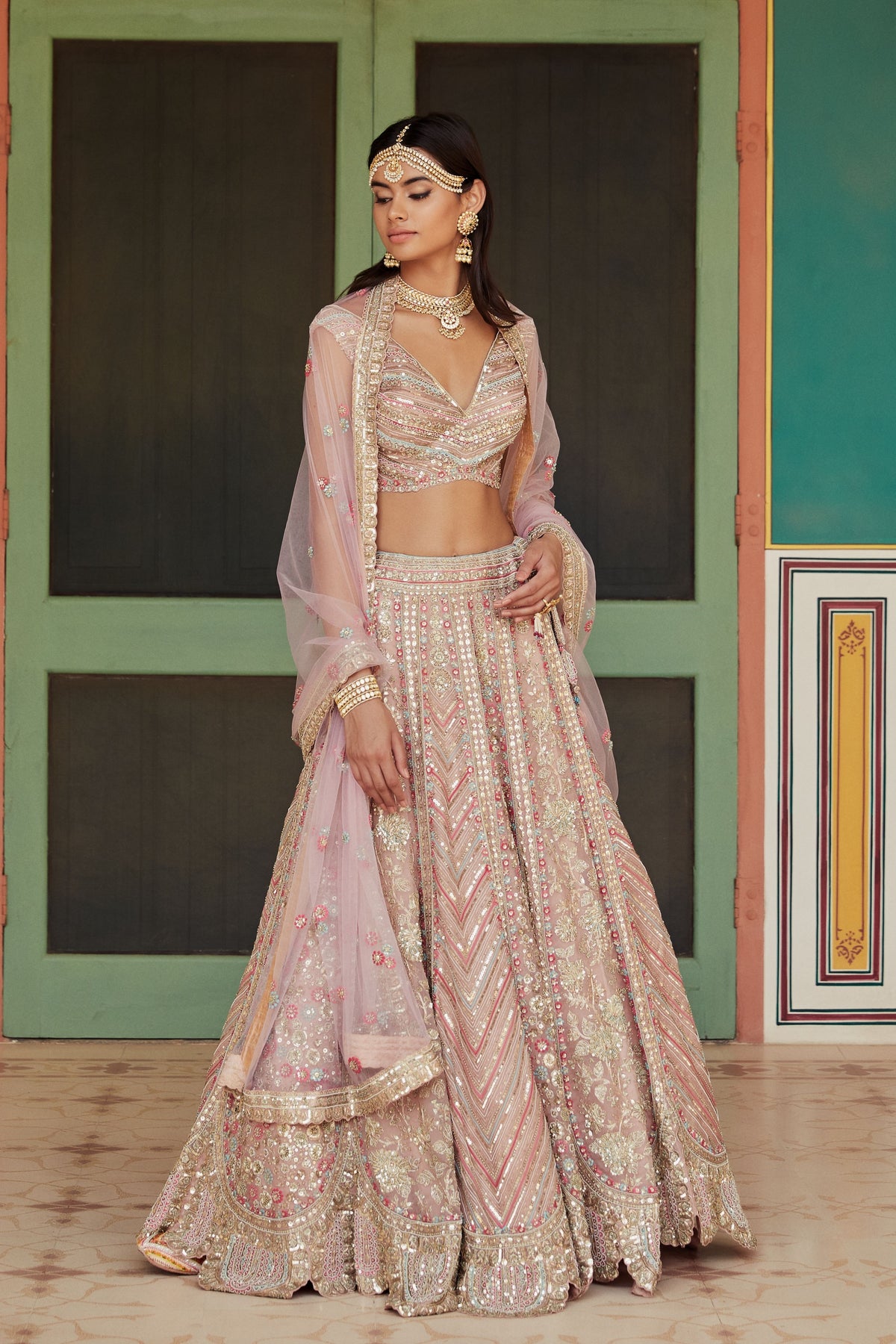 Sepia rose embroidered lehenga set