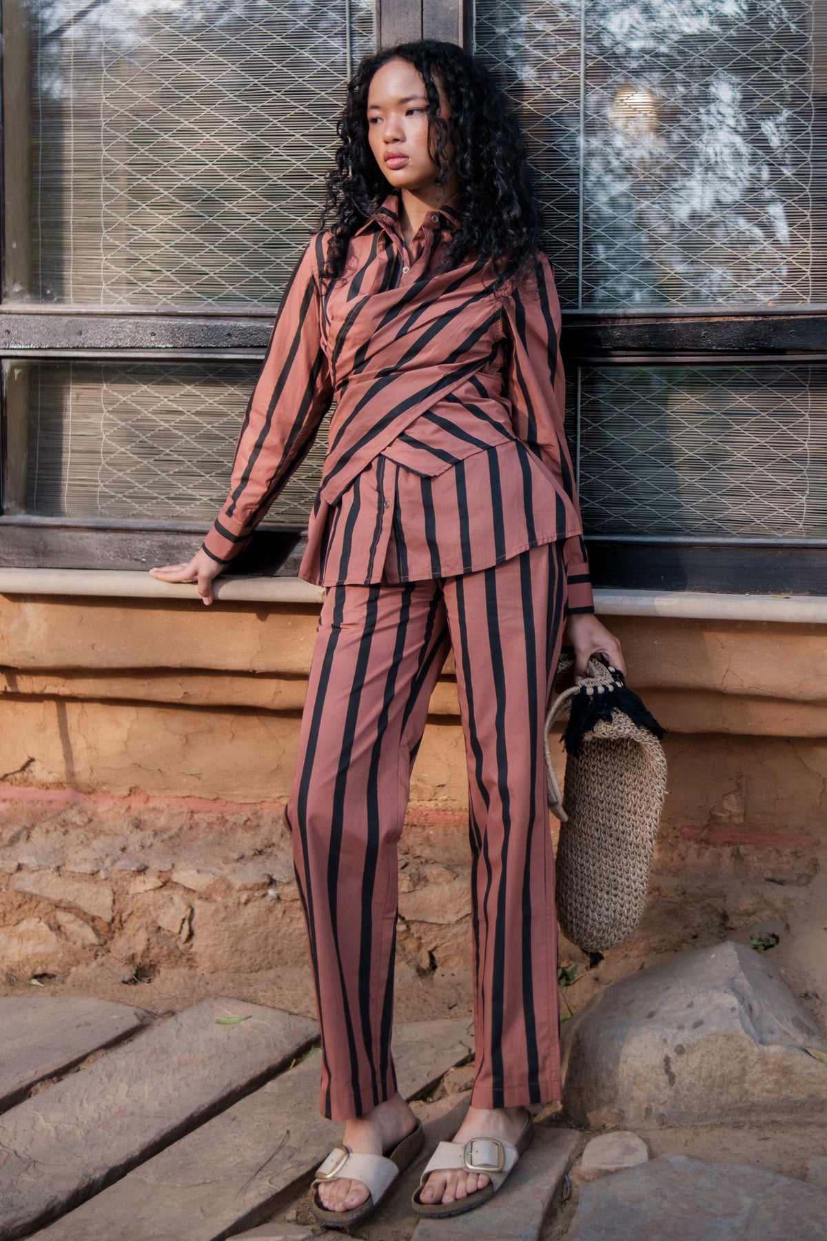 Copper Stripes Sandra Straight Pants