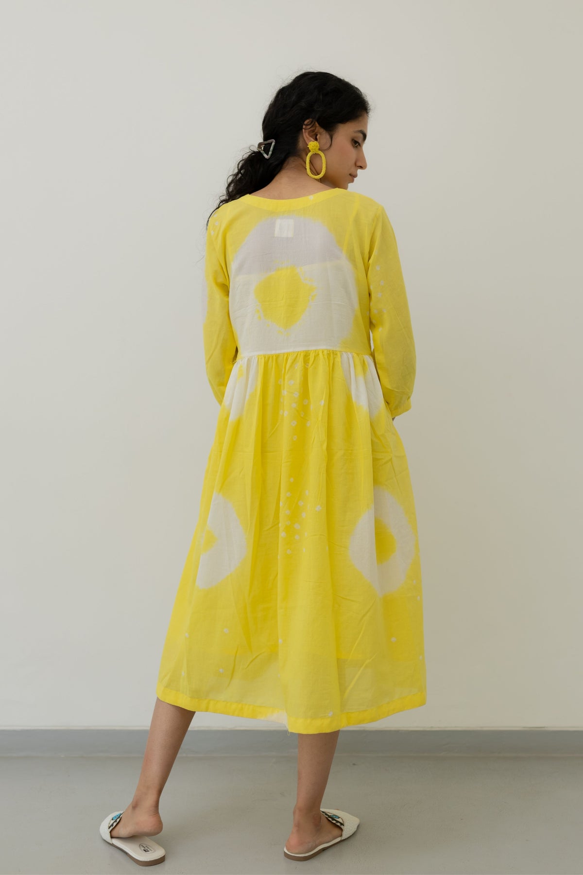 Lemon Bandhani Dress With Slip