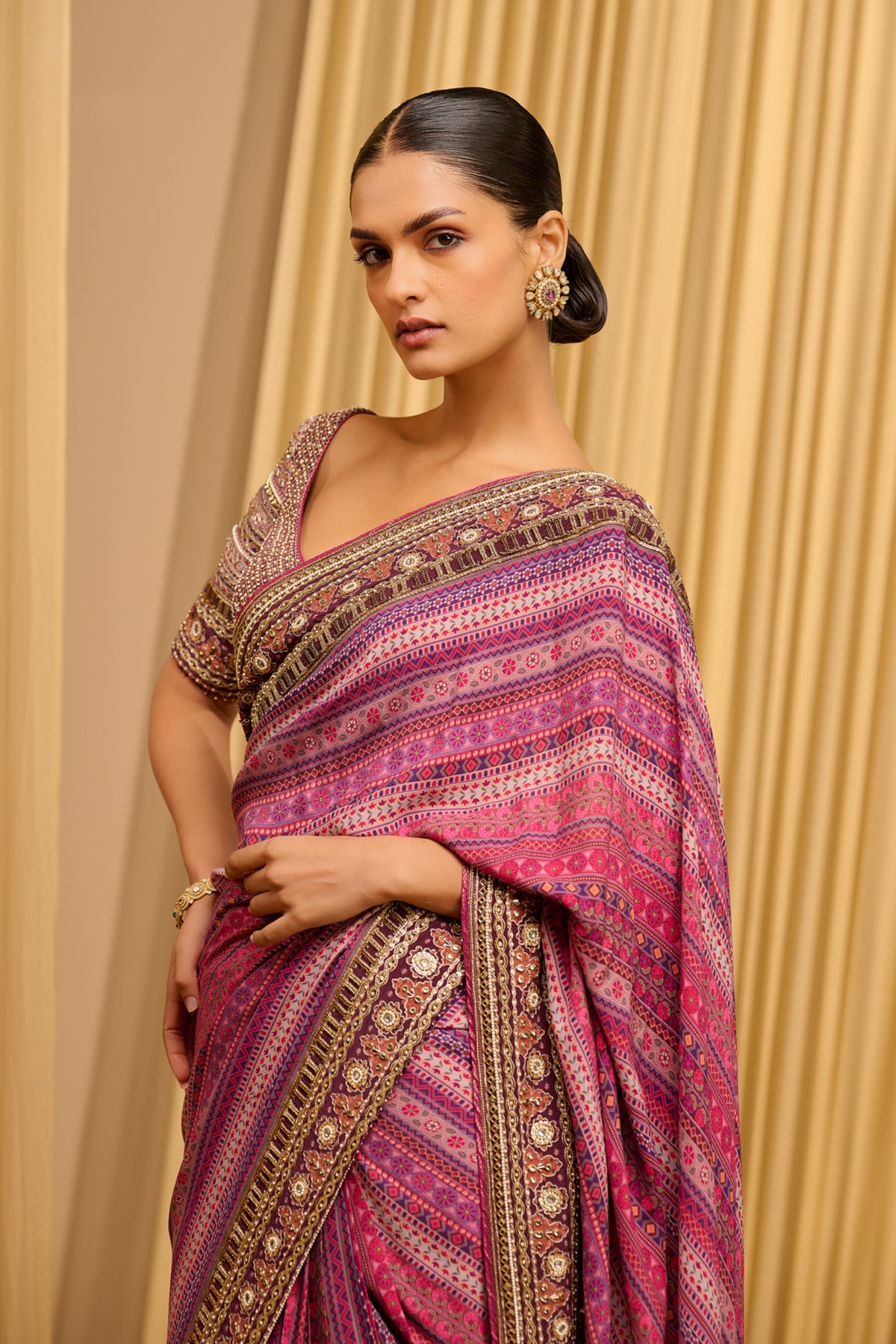 Embroidered Classic Printed Saree Set