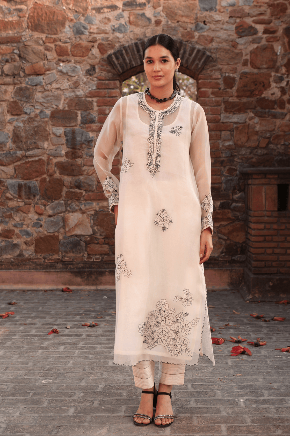 Ivory Embroidered Kurta Set